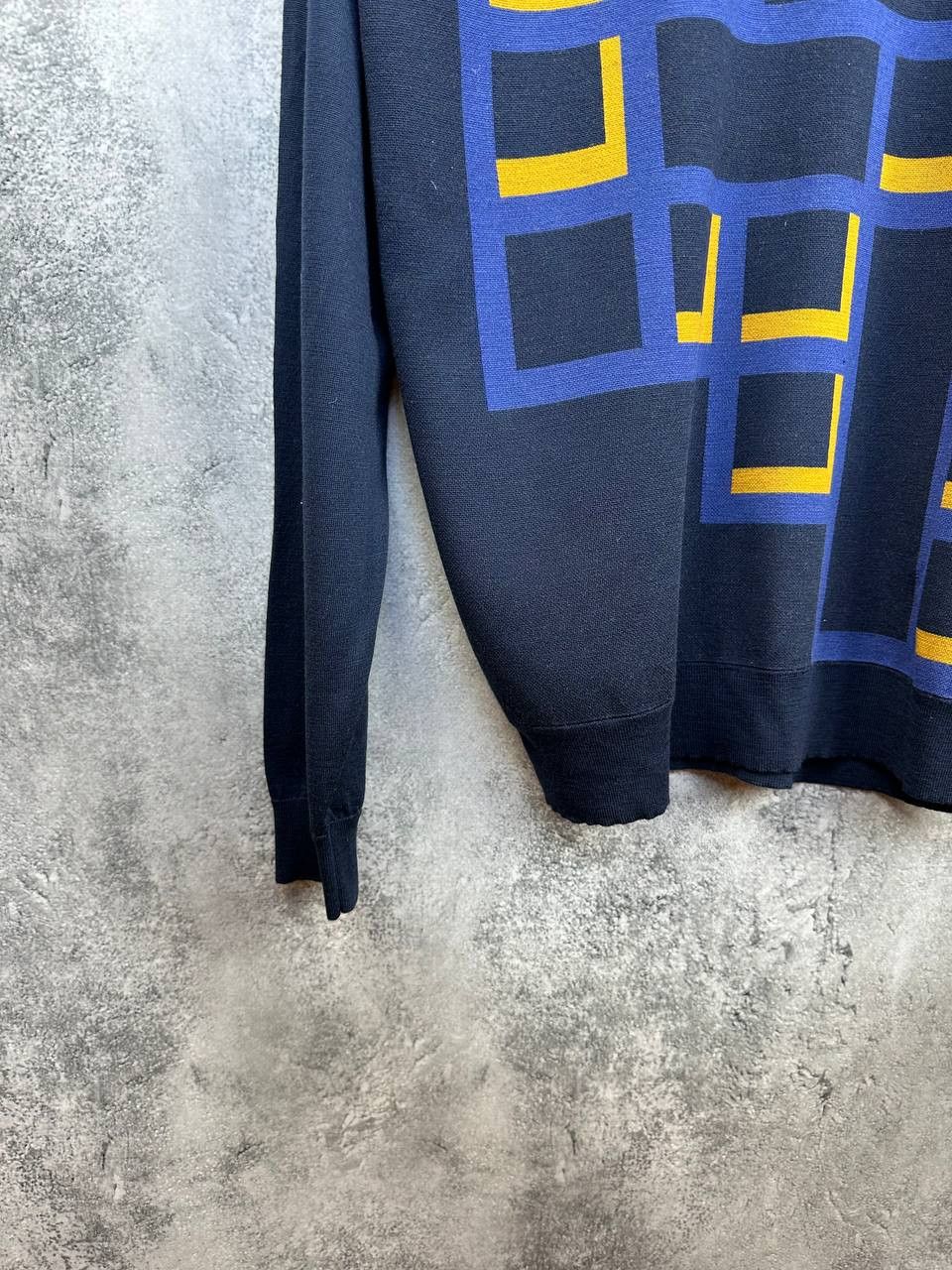 John Smedley John Smedley Crew Neck Sweater Cube Print Merino Wool Size US XXL / EU 58 / 5 - 6 Thumbnail