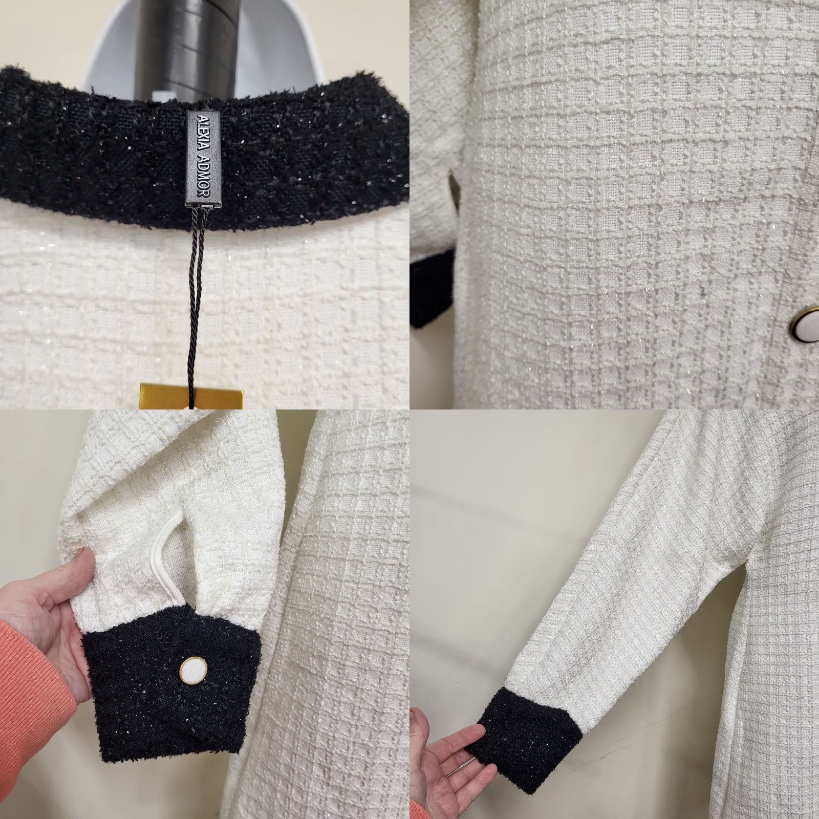 Vintage Alexia Admor Dress Women's Size 8 Ivory Knit Fit & Flare Sparkly Party Dress NWT Size M / US 6-8 / IT 42-44 - 8 Thumbnail