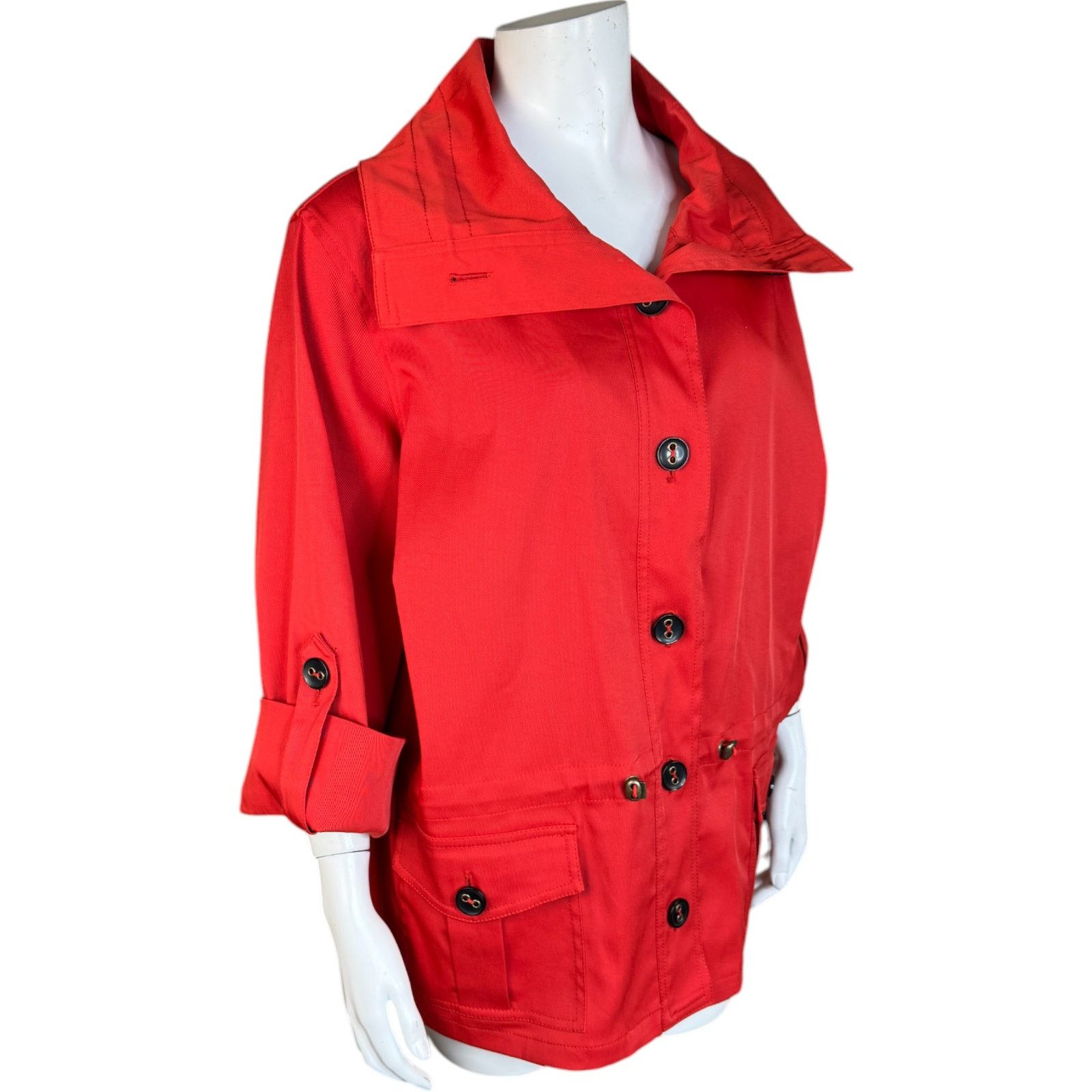 Other Ruby Rd. Women's 16W Button Front Jacket Red-Orange Pockets Size XXL / US 16-18 / IT 52-54 - 6 Thumbnail
