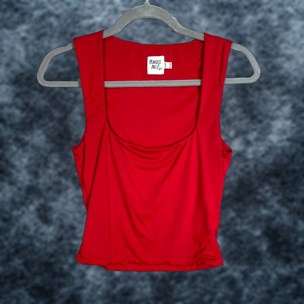 PRINCESS POLLY Princess Polly Red Tank Top Womens Size 6 Sleeveless Nylon Blend Solid Casual Summer Size M / US 6-8 / IT 42-44 - 1 Thumbnail