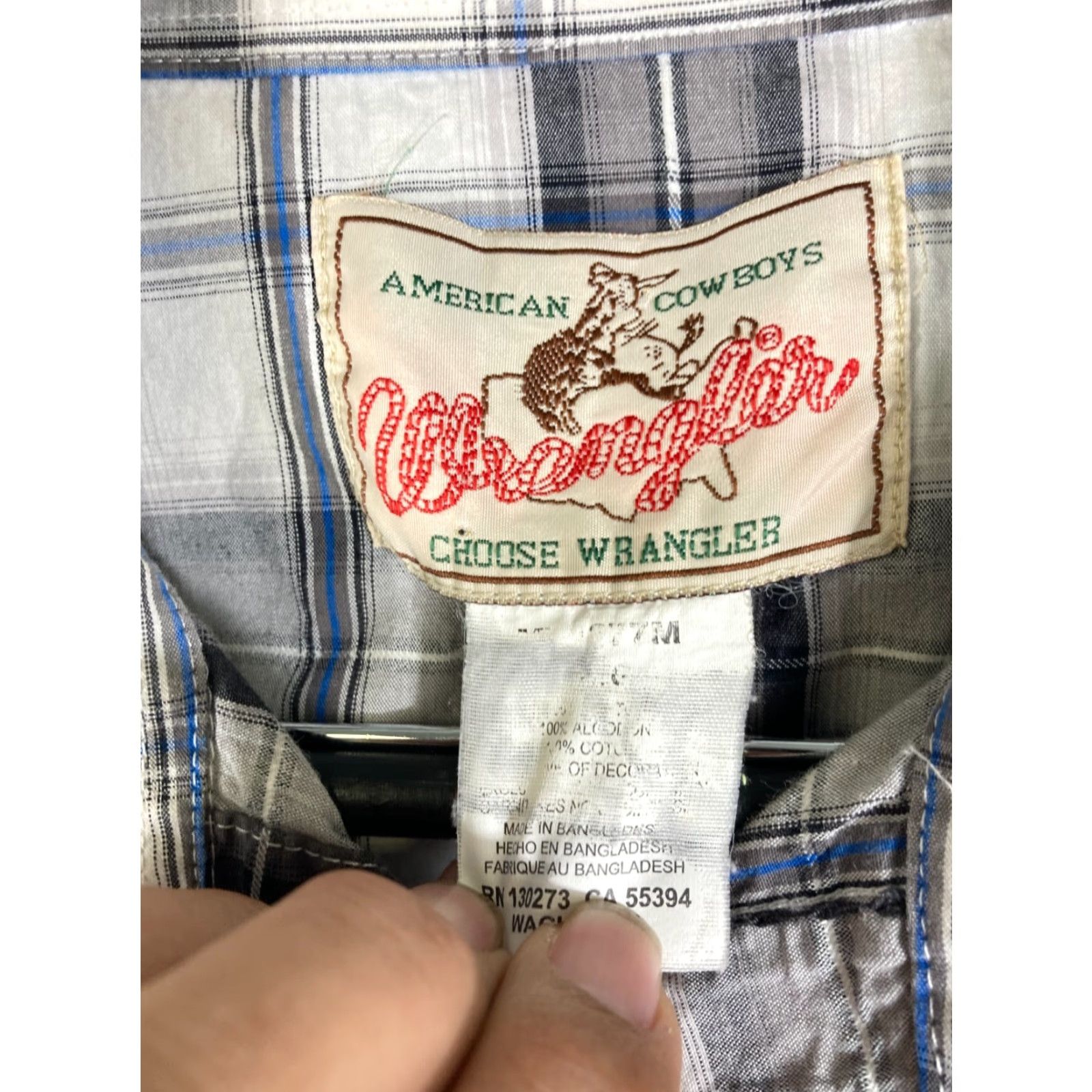 Wrangler Wrangler Pearl Snap Western Shirt Mens M Gray White Plaid Button-Up Cowboy Size US M / EU 48-50 / 2 - 7 Thumbnail
