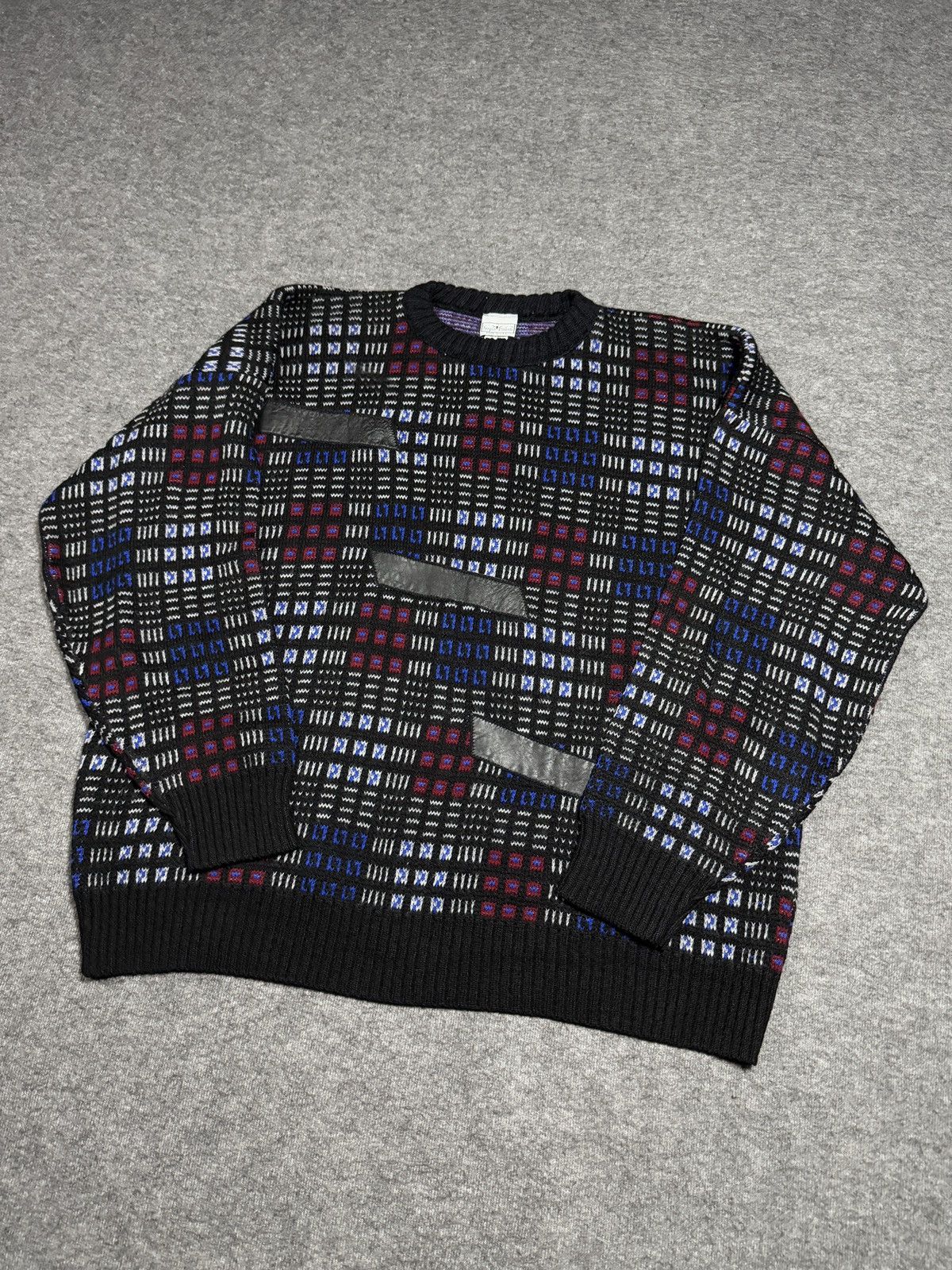 Vintage SERGIO VALENTE Men's 2X Sweater Abstract Coogi-style Biggy Size US XXL / EU 58 / 5 - 5 Thumbnail