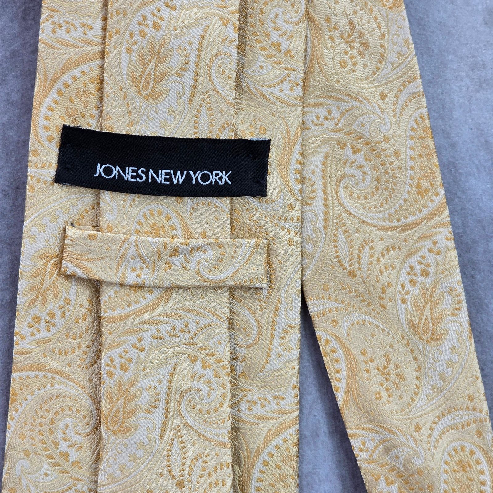 Jones New York Jones New York Yellow Floral Paisley 100% Silk Neck Tie Size 30 - 4 Thumbnail