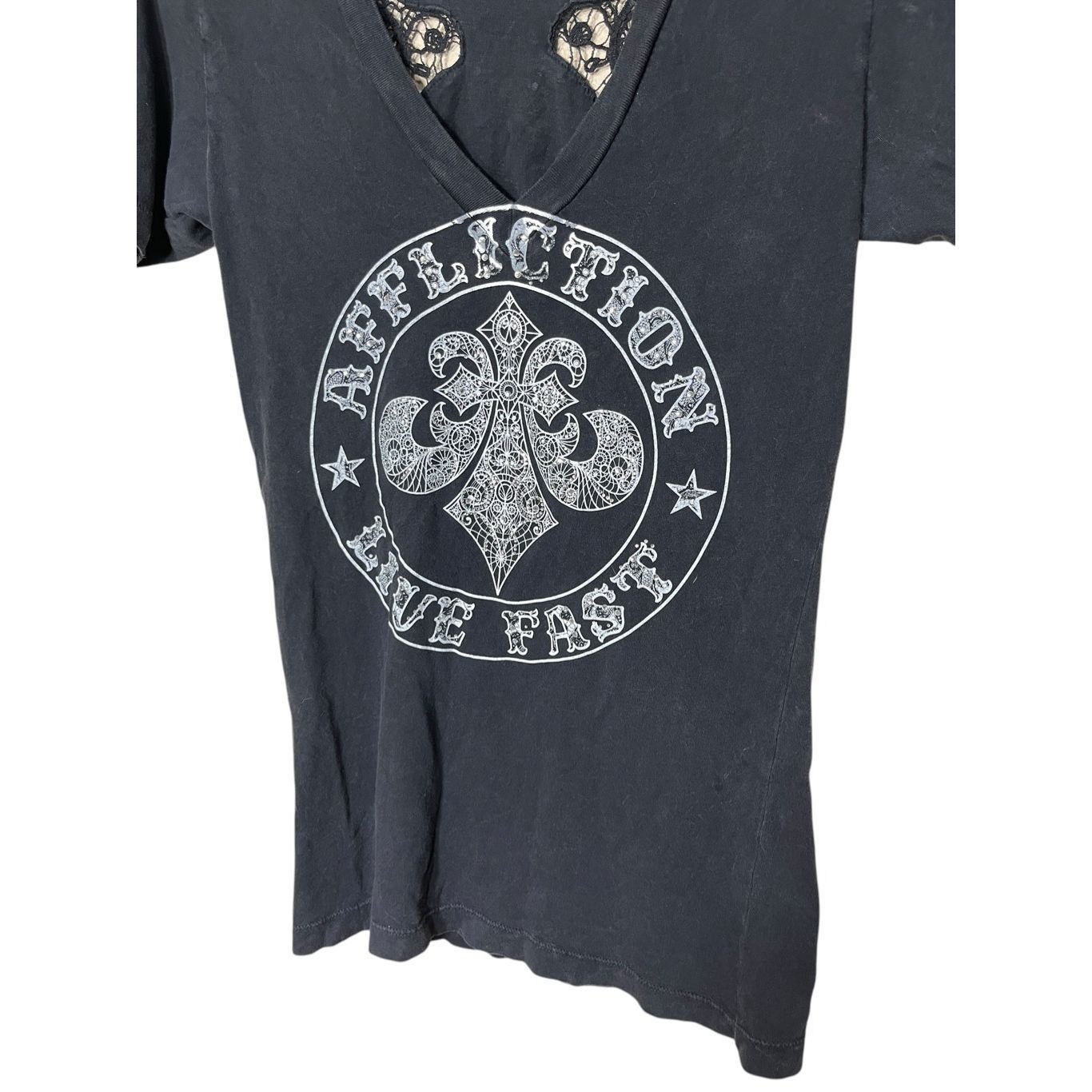 Affliction Affliction Black Angel Wings Bling Rhinestones Short Sleeve Shirt Size Small Size S / US 4 / IT 40 - 2 Thumbnail