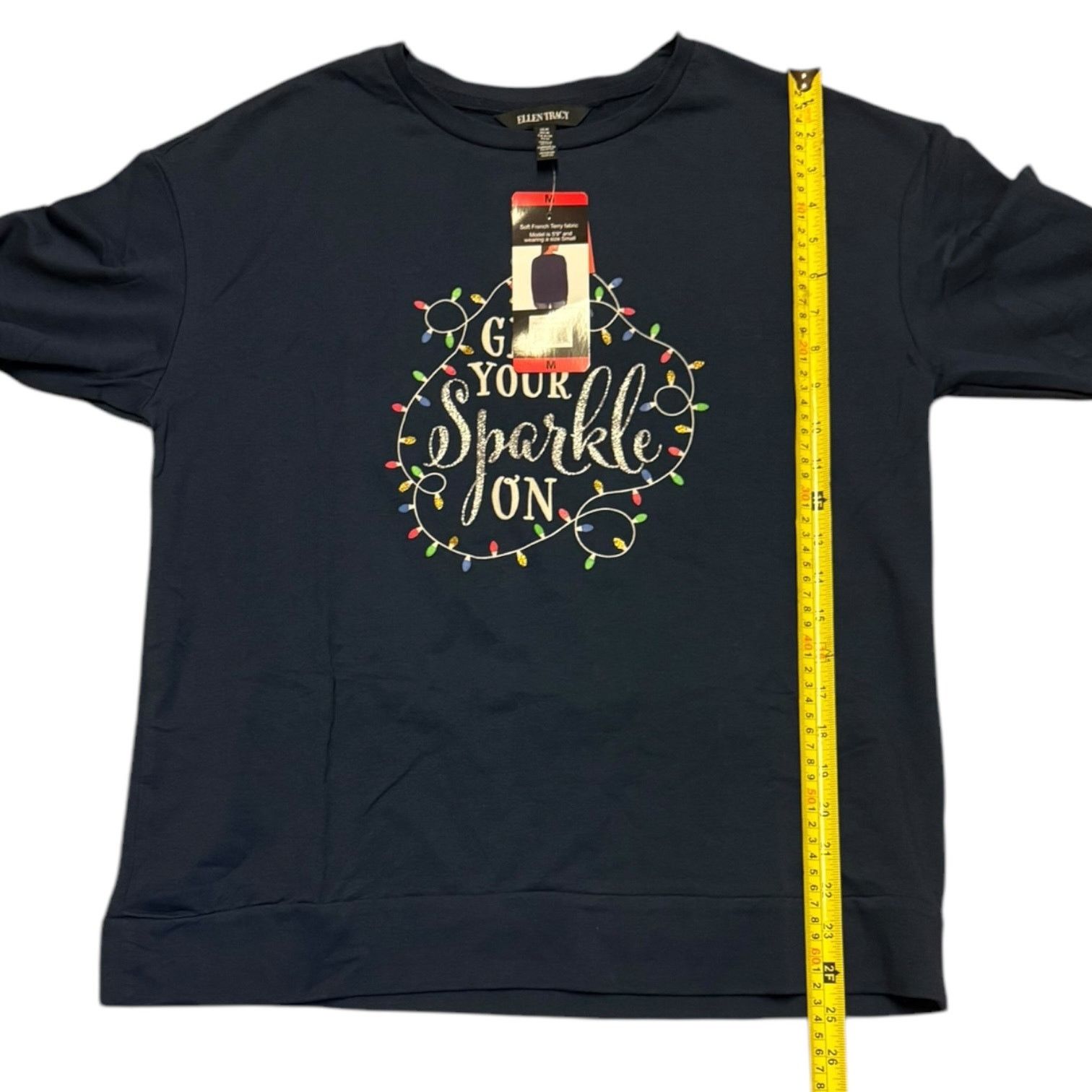 Other Ellen Tracy Blue Get Your Sparkle Christmas Shirt Medium Size M / US 6-8 / IT 42-44 - 4 Thumbnail