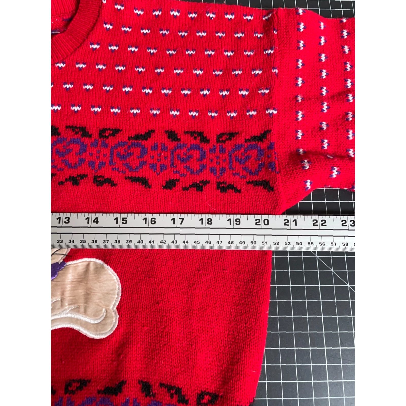 Vintage VINTAGE Jennifer Adams 80s Cat Sweater Women's Medium Red Chunky-Knit Pullover Novelty Kittens Geometric USA Size M / US 6-8 / IT 42-44 - 5 Thumbnail