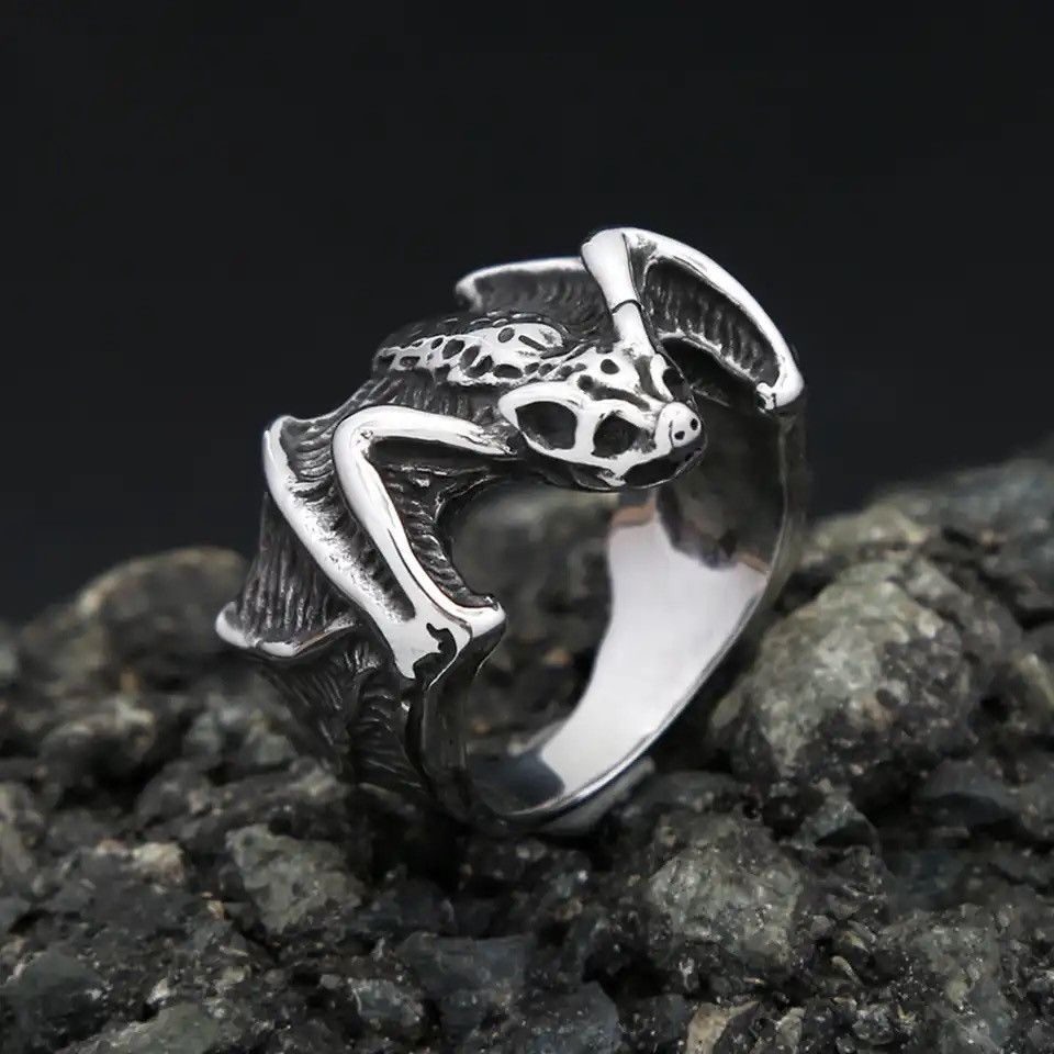 Jewelry × Vintage Gothic Vintage Stainless Steel Bat Ring Size ONE SIZE - 2 Thumbnail