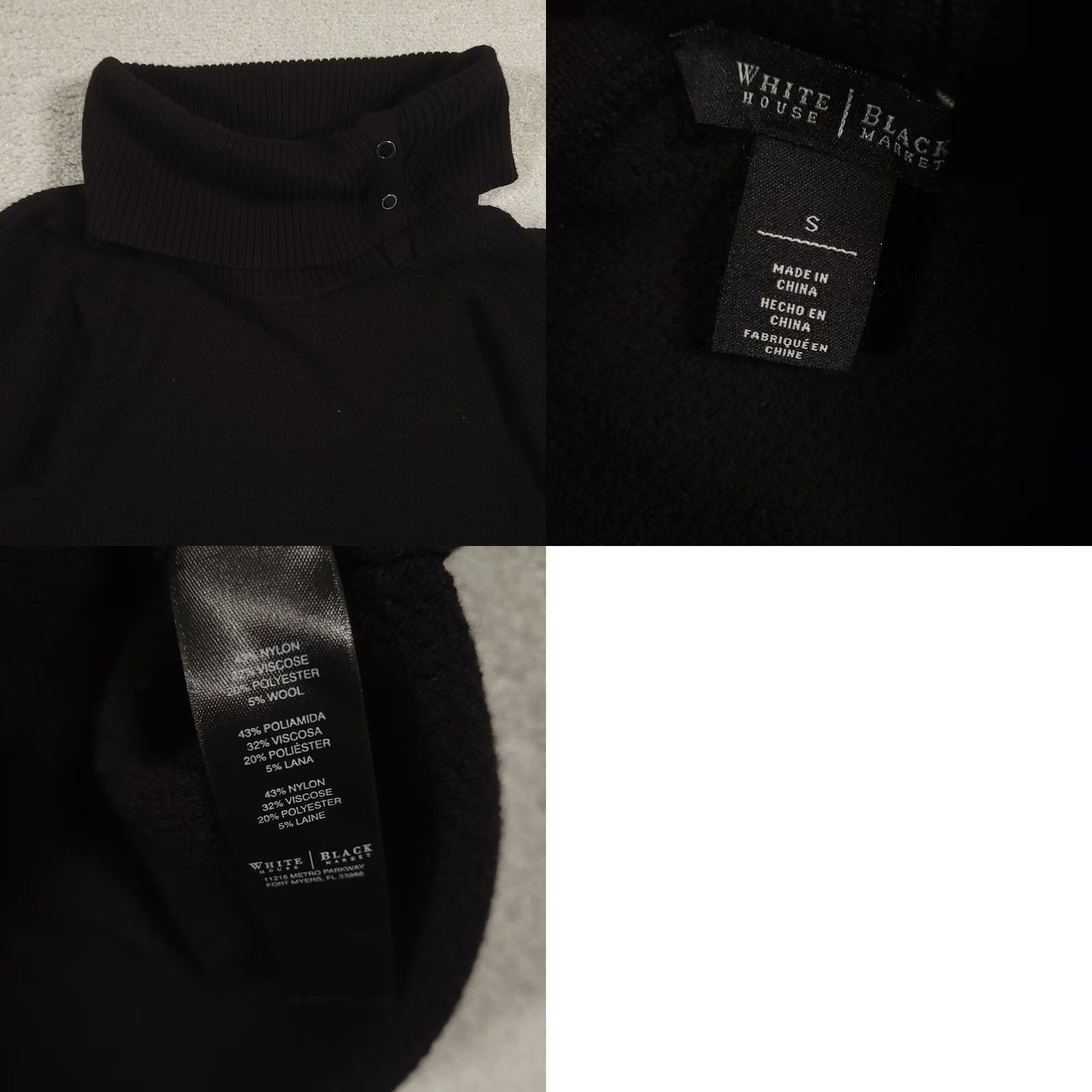 White House Black Market VINTAGE? White House Black Market Size S Sweater WHBM Snap Side Turtleneck Wool Ladies Pullover Black 90s City Classic Size S / US 4 / IT 40 - 8 Thumbnail