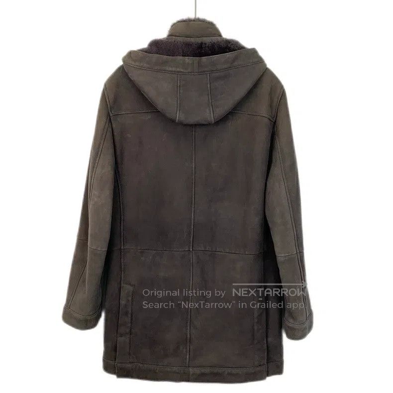 Brunello Cucinelli Brunello Cucinelli Wool fur hooded mid-length leather jack Size US XS / EU 42 / 0 - 2 Thumbnail