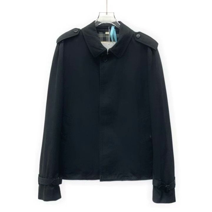 Burberry Burberry Black Collar Cotton Single-Button Trench Coat Size US L / EU 52-54 / 3 - 1 Thumbnail