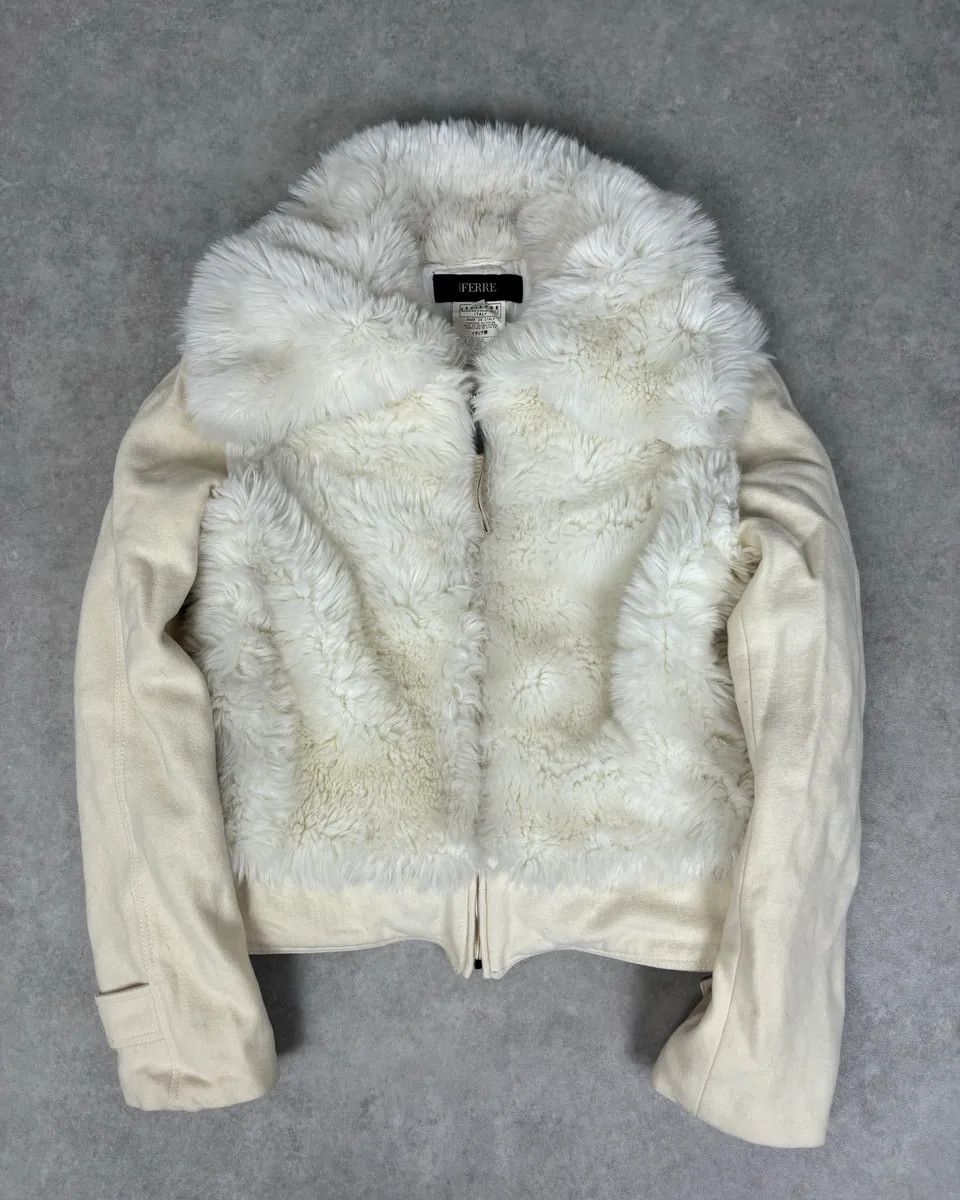 Gianfranco Ferre 2000s Gianfranco Ferre Creamy Fur Leather Jacket Size S / US 4 / IT 40 - 1 Thumbnail