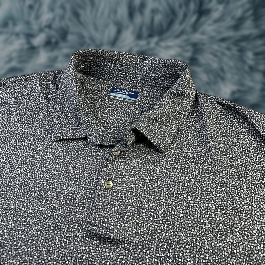 Hogan Ben Hogan Polo Shirt Mens 3XL Gray All Over Print Golf Performance Shirt Short Sleeve Collared Button Polo Geometric Logo Waist Size US XXL / EU 58 / 5 - 1 Thumbnail