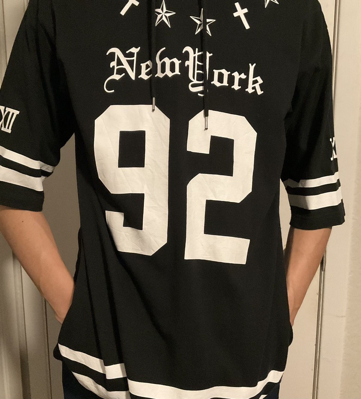 Japanese Brand × Vintage B One Soul Japanese Brand New York short sleeve hoodie Size US L / EU 52-54 / 3 - 5 Thumbnail