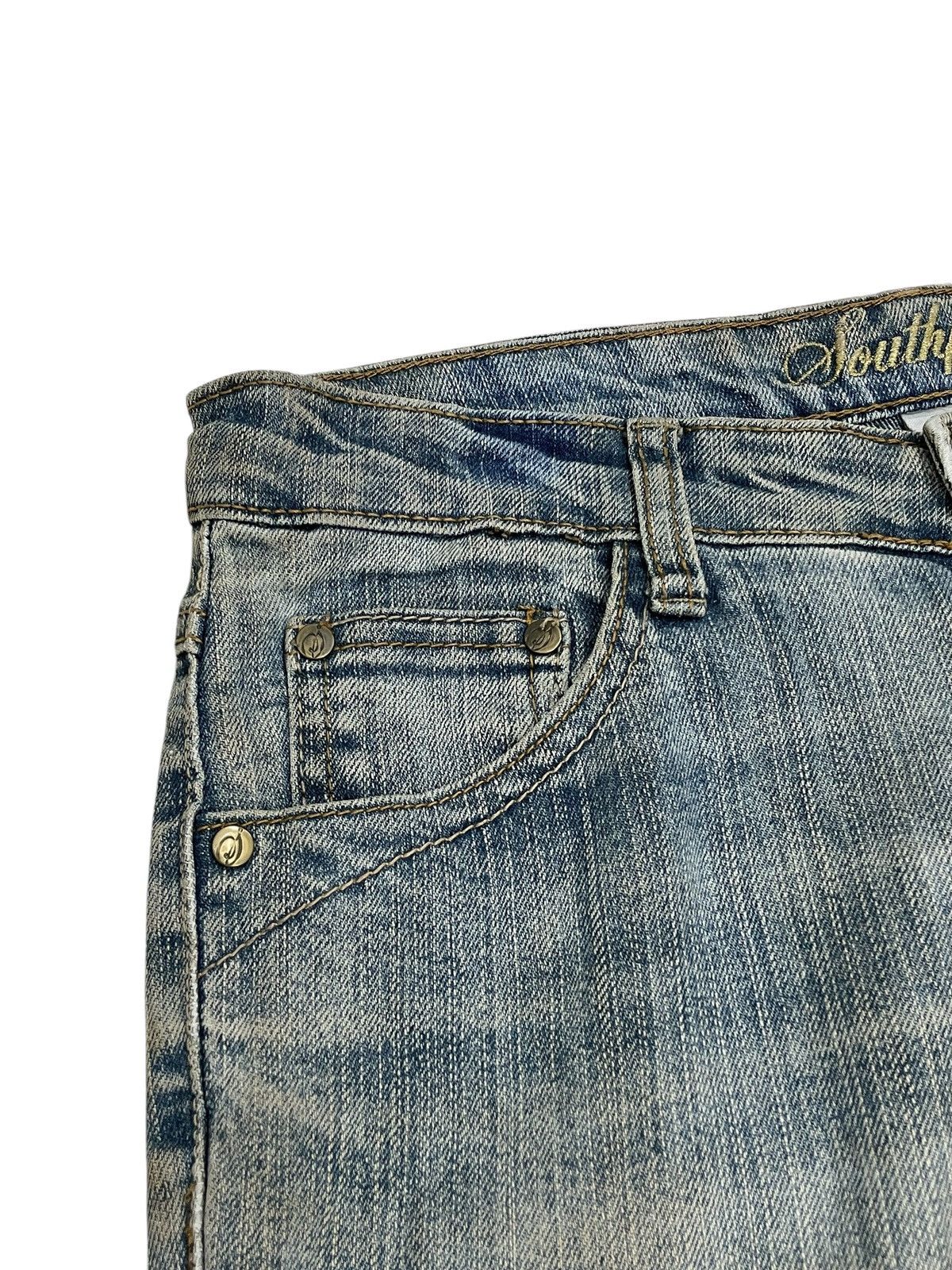 JNCO × Southpole Southpole Embroidery Flare Muddy Rusty Y2K Denim Size US 29 - 8 Thumbnail