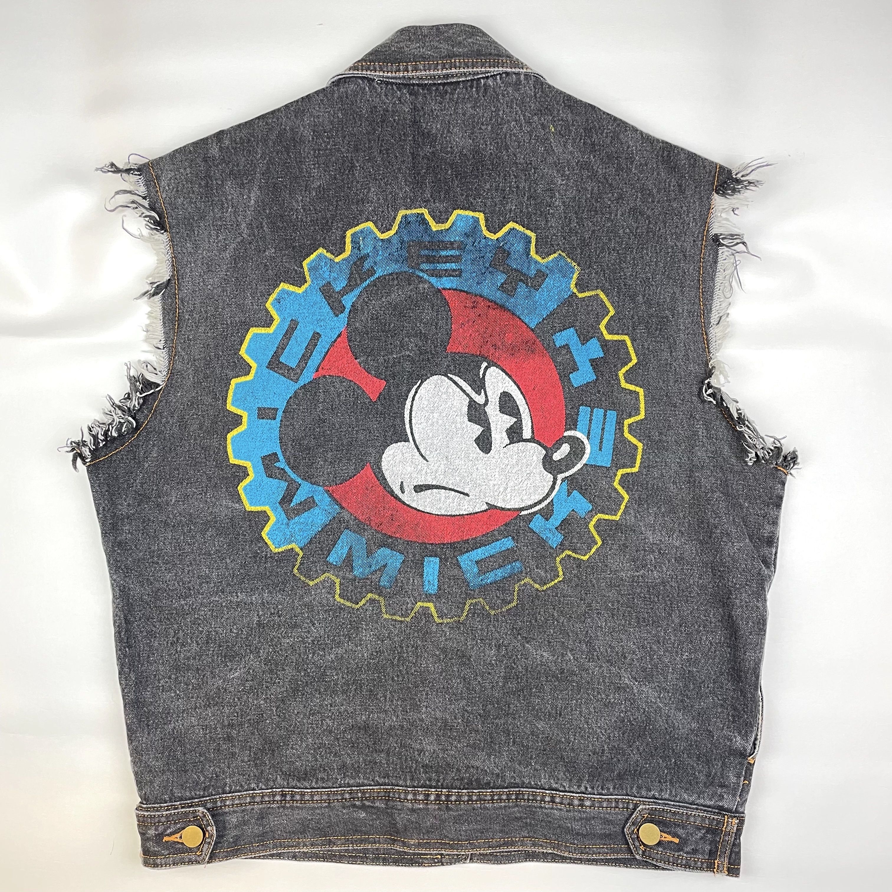 Disney VTG Disney Mickey Mouse Jean Jacket Denim Vest Punk Rock 90s Size US M / EU 48-50 / 2 - 1 Thumbnail