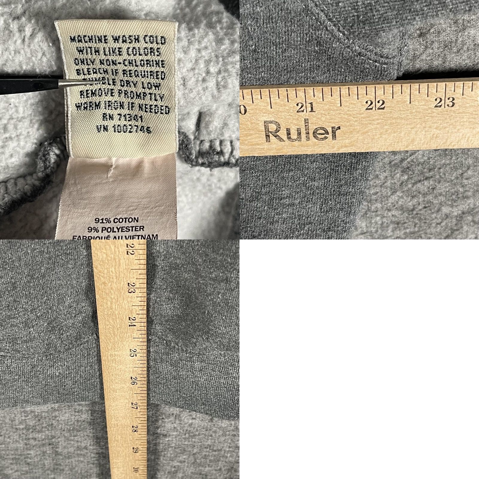 Vintage L.L. Bean Sweatshirt Mens M Gray 1/4 Zip Mock Neck Fleece Pullover Tagless Knit Rib-knit Cuffs Classic Fit Size US M / EU 48-50 / 2 - 8 Thumbnail