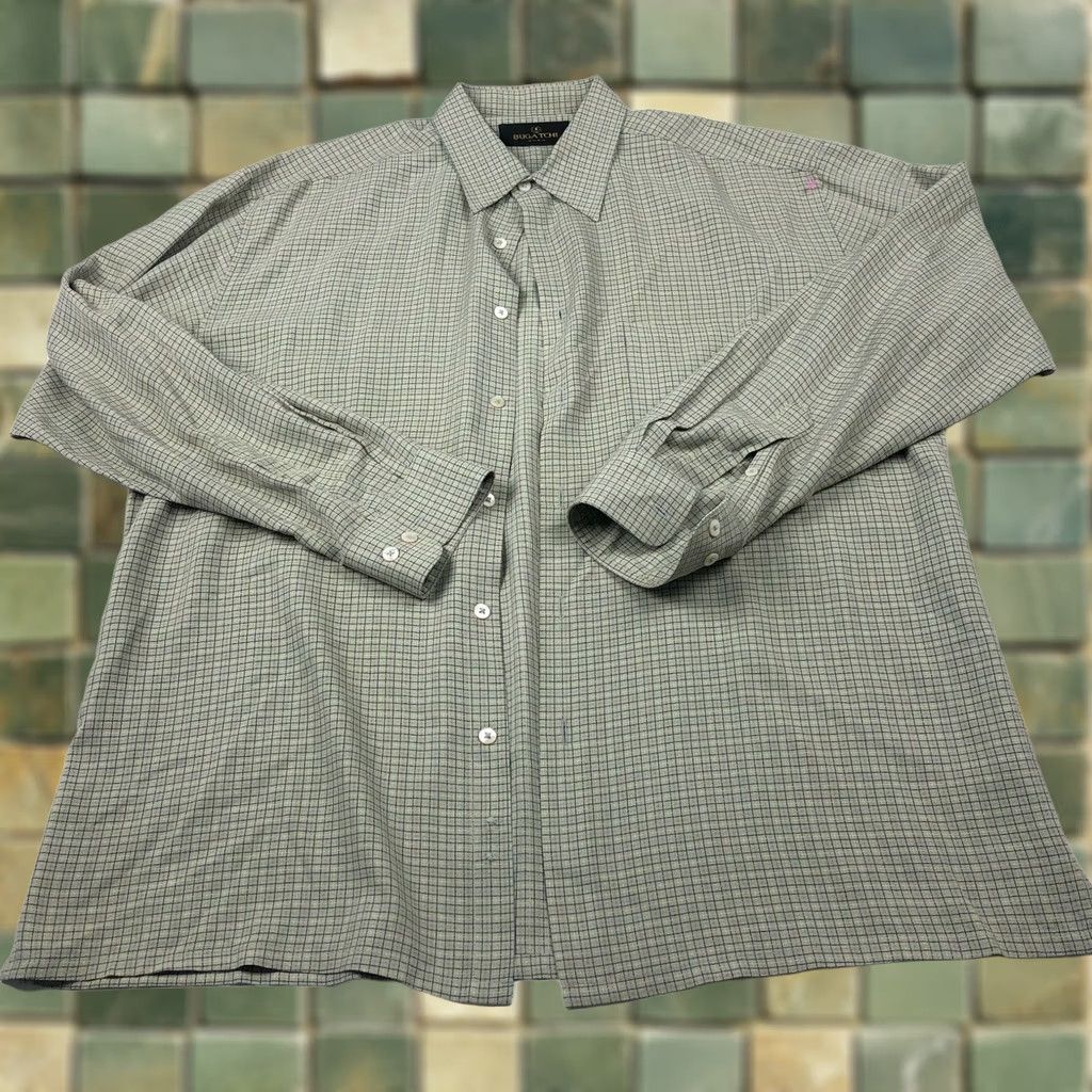 BUGATCHI Bugatchi Uomo Dress Shirt Large Gray Modal Rayon Mens Button Front Long Sleeve Shirt Size 42R - 1 Thumbnail