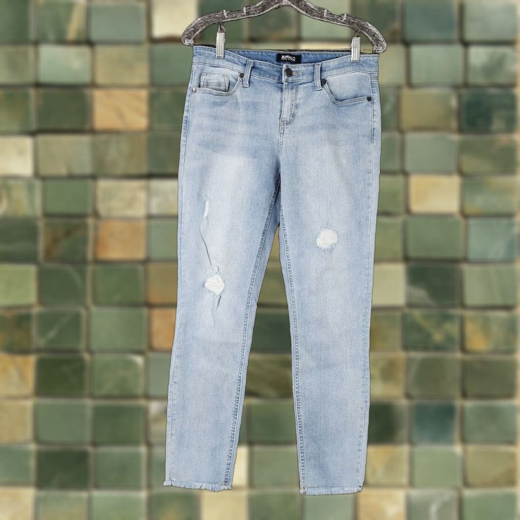 Buffalo David Bitton BUFFALO DAVID BITTON Jess Distressed Skinny Jeans Women Size 6 Blue Size 28" / US 6 / IT 42 - 1 Thumbnail