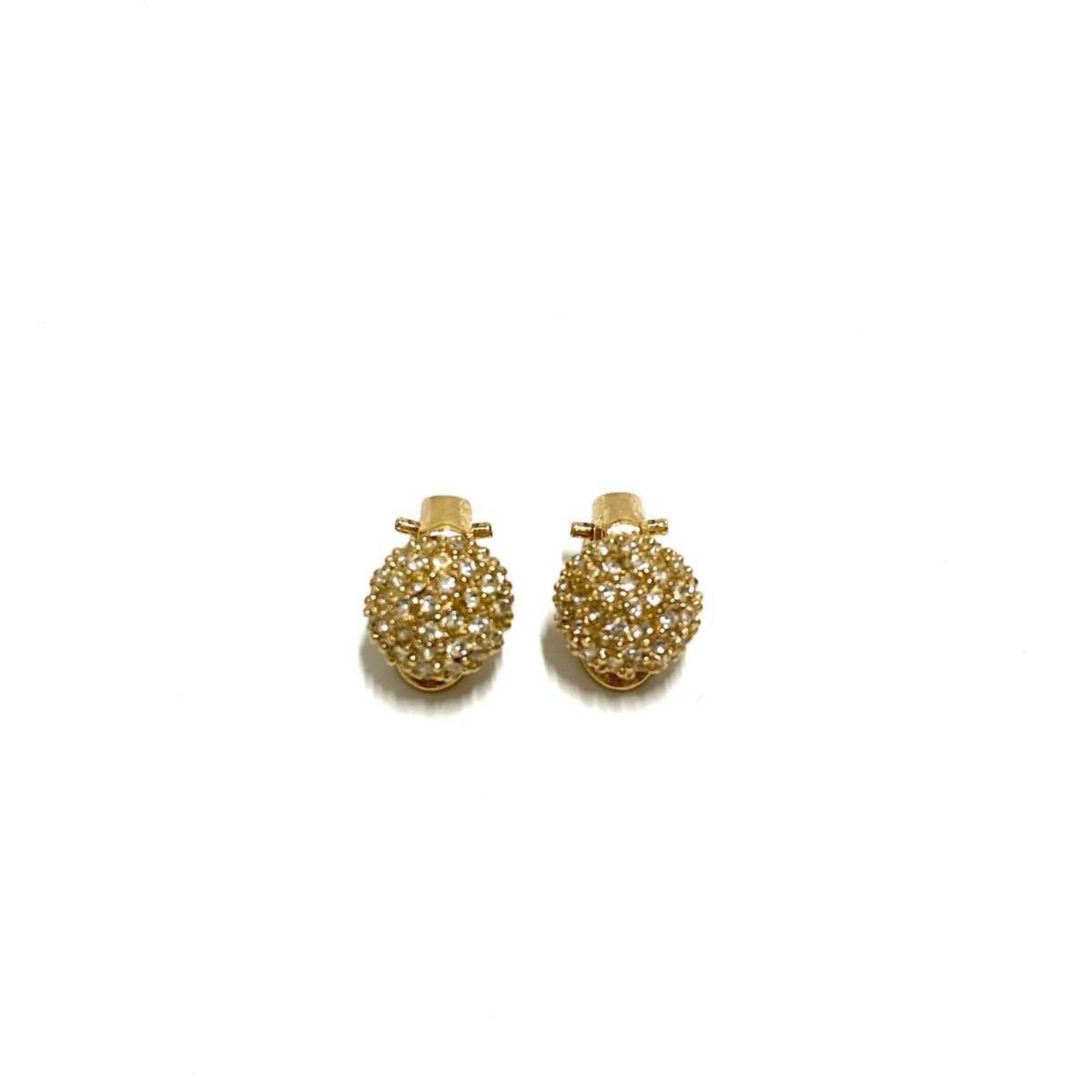 image of Christian Dior Vintage Ball Rhinestone Accessory Earrings Gold, Women's