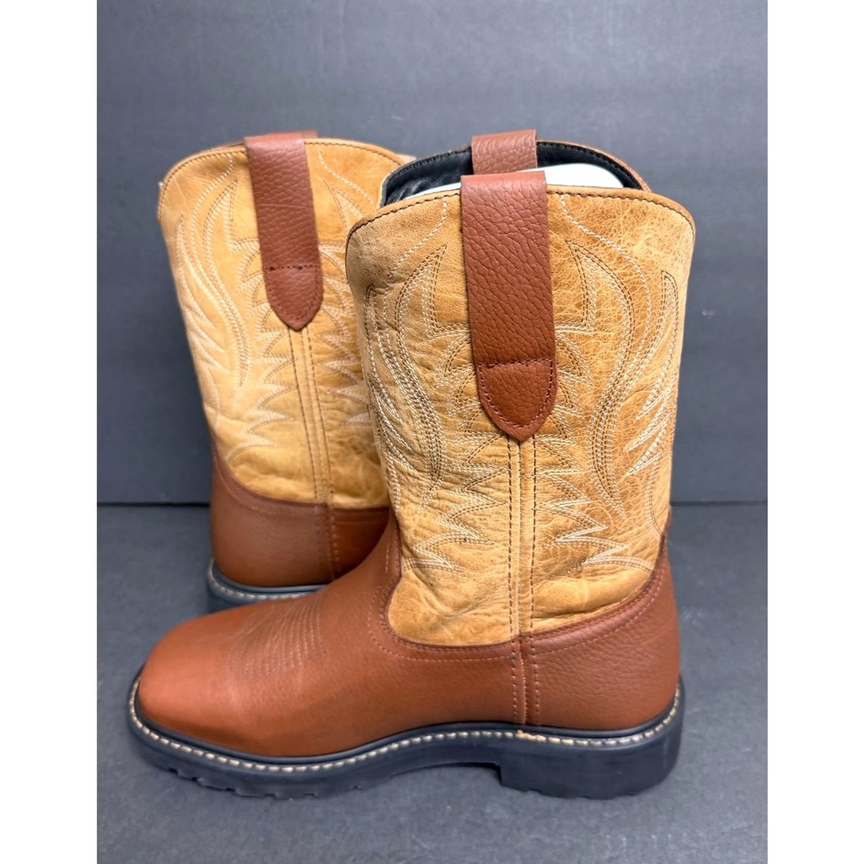Vintage NEW JB Dillon Reserve Leather Cowboy Boots Square Toe Oak Honey SIZE 9 EW Men's Size US 9 / EU 42 - 6 Thumbnail