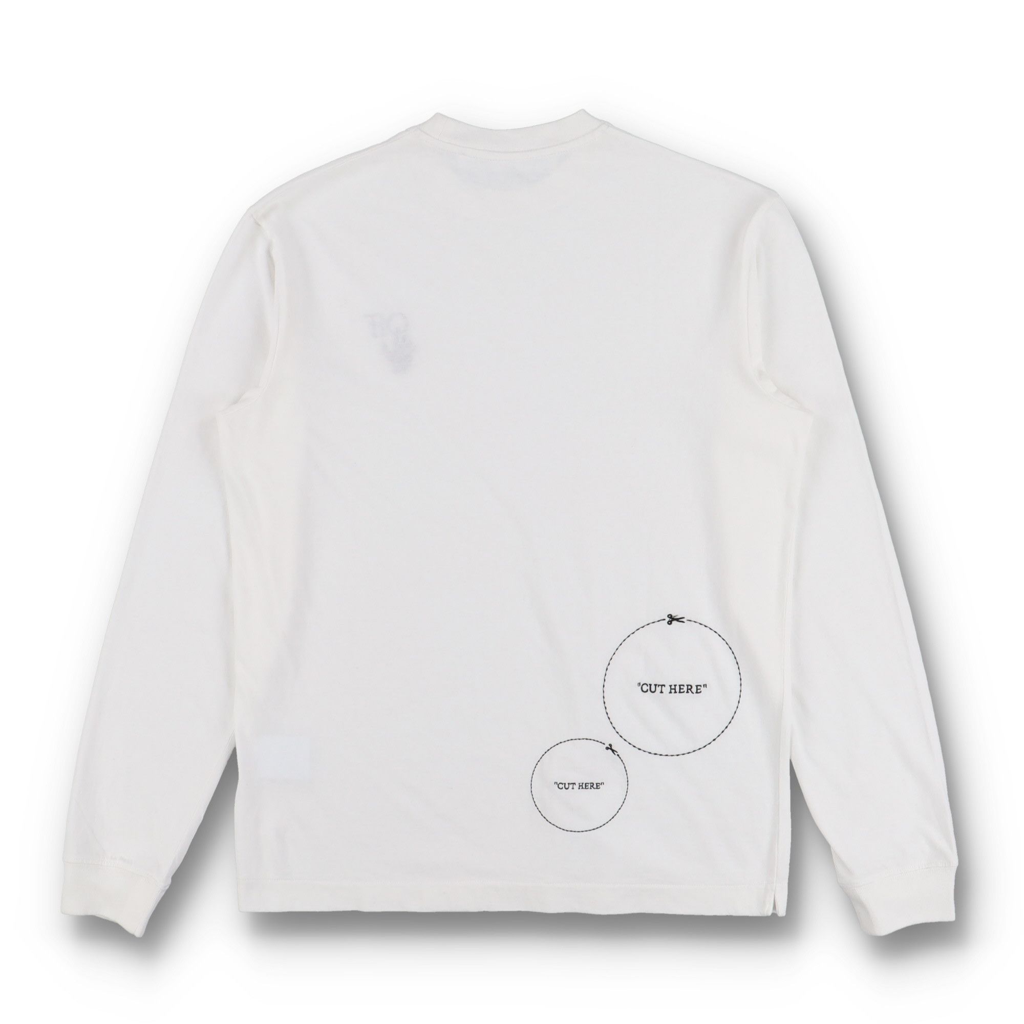 Off-White White Embroidered Cut Here Logo Long Sleeve Skate T-Shirt Size US M / EU 48-50 / 2 - 5 Thumbnail