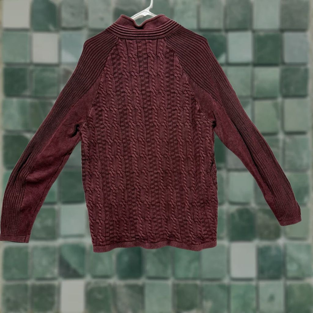 Carbon2Cobalt Carbon 2 Colbolt Sweater Mens L Red Cable-Knit Fisherman Zip Up Navy? Size US L / EU 52-54 / 3 - 1 Thumbnail