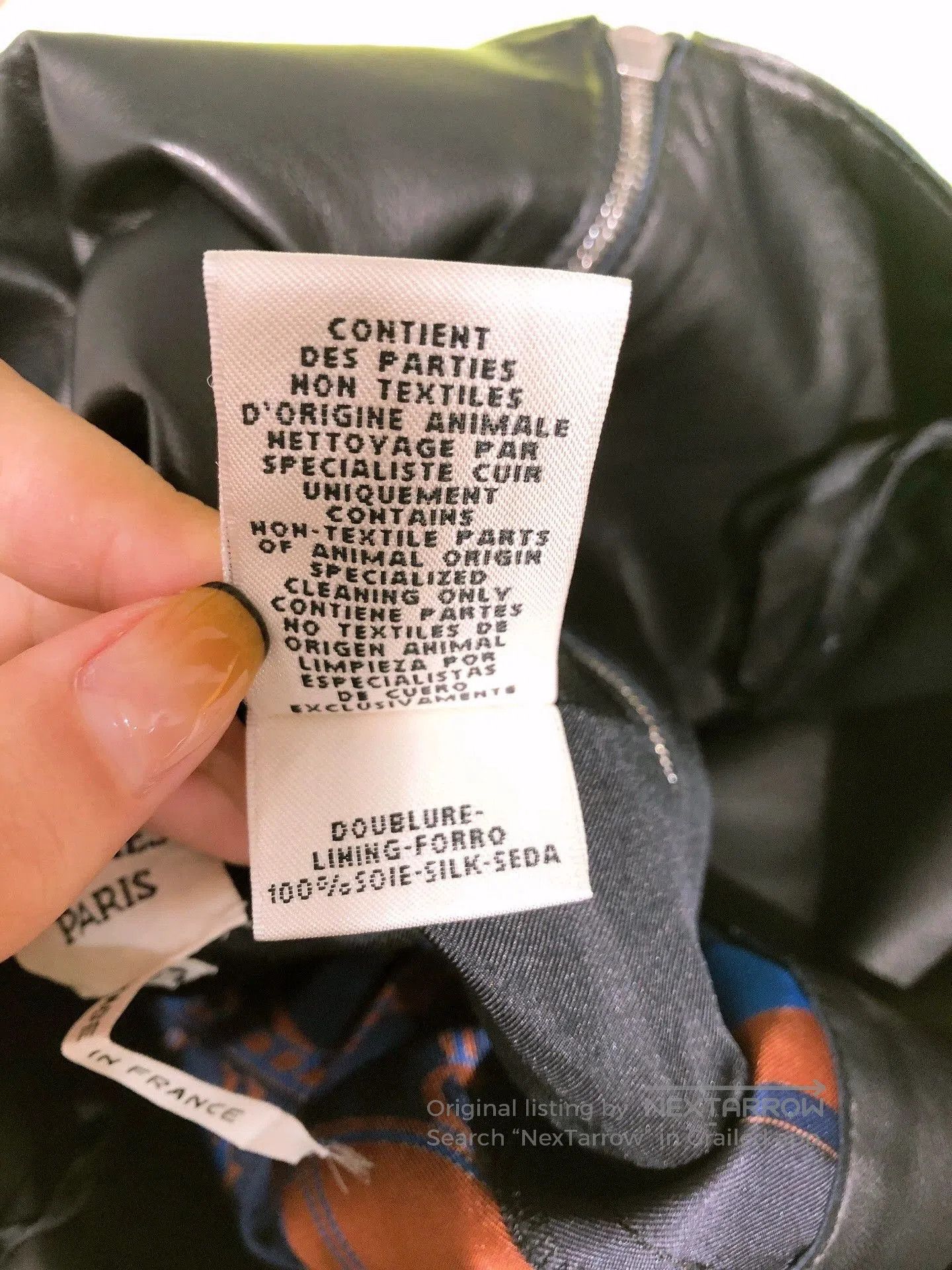 Hermes Black Leather Silk Pleated Skirt.