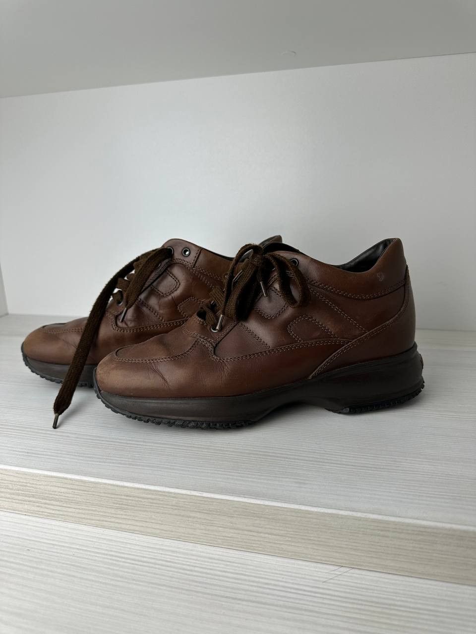 Hogan × Leather Hogan Interactive Leather Shoes Sneakers Italy Classic Brown Size US 5.5 / EU 38 - 2 Thumbnail