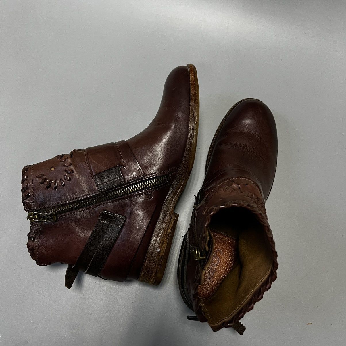 A.S.98 A.S.98 Airstep Design Zip Ankle Boots Shoes Burgundy leather Size US 7 / IT 37 - 13 Thumbnail