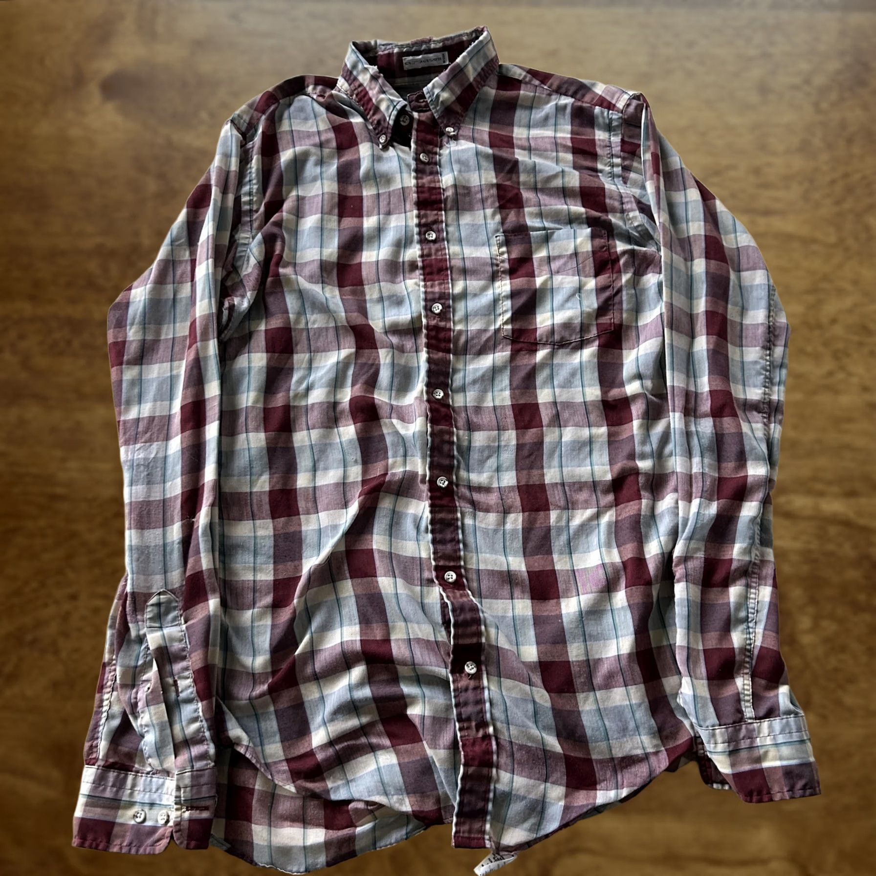 Vintage George Big & Tall Shirt Mens XL Red Plaid Button-Down Long Sleeve Cotton Polyester Blend Size US XL / EU 56 / 4 - 1 Thumbnail