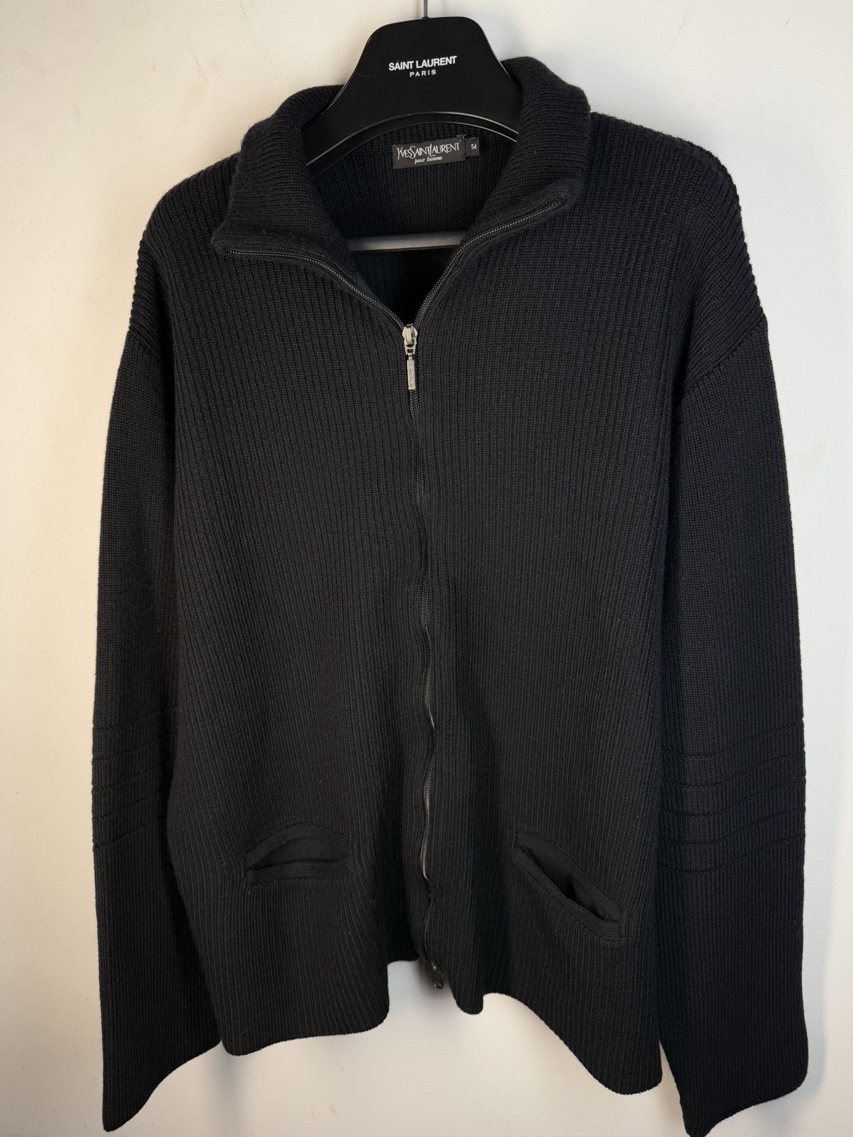 Yves Saint Laurent Black YSL Sweater Zip Knit Heavy Vintage Quarter Zip 90s Size US L / EU 52-54 / 3 - 2 Thumbnail