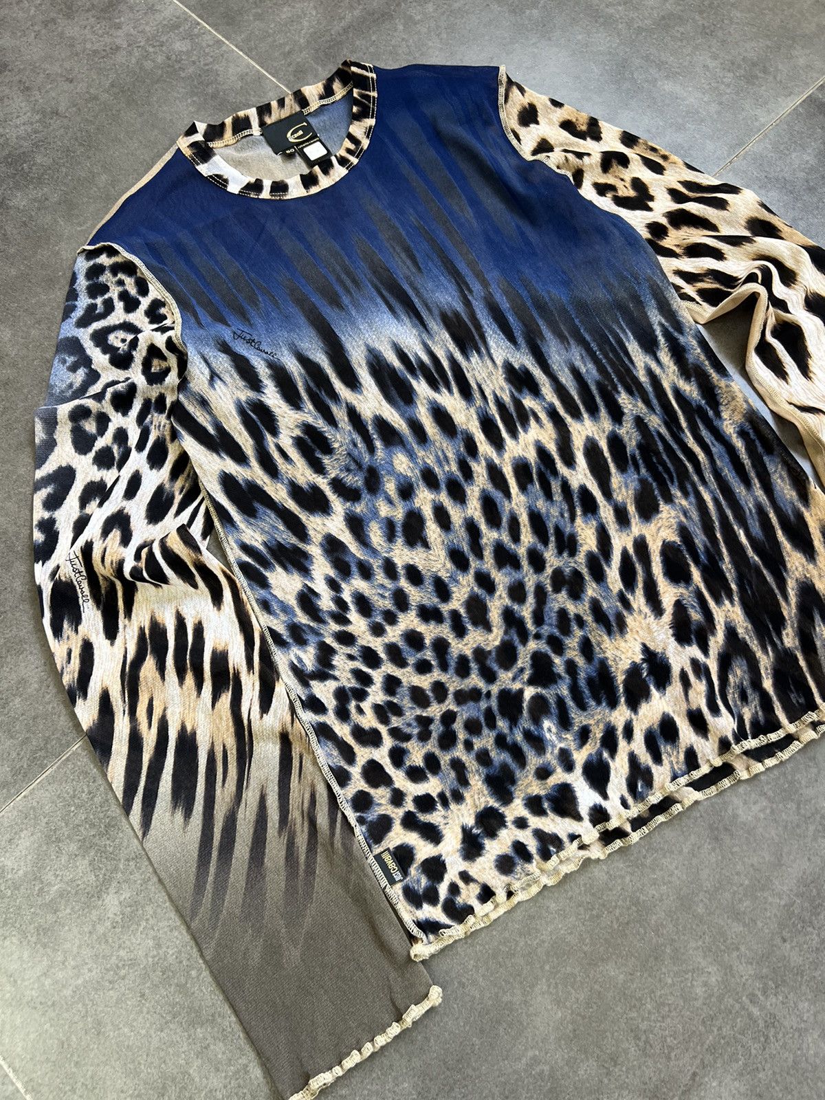 Just Cavalli × Roberto Cavalli SS 2005 JPG STYLE Cavalli Leopard Pattern Mesh long sleeve Size XL / US 12-14 / IT 48-50 - 2 Thumbnail
