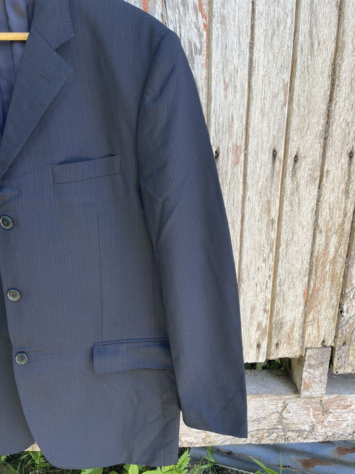 Kansai Yamamoto SISSY by Kansai Yamamoto Black Pinstripe Blazer Vintage 1990 Size 42R - 3 Thumbnail