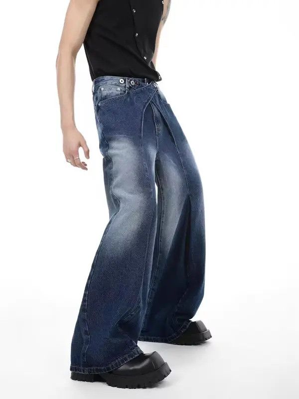 VIBE Vintage washed distressed paneled wide-leg jeans Size US 32 / EU 48 - 3 Thumbnail