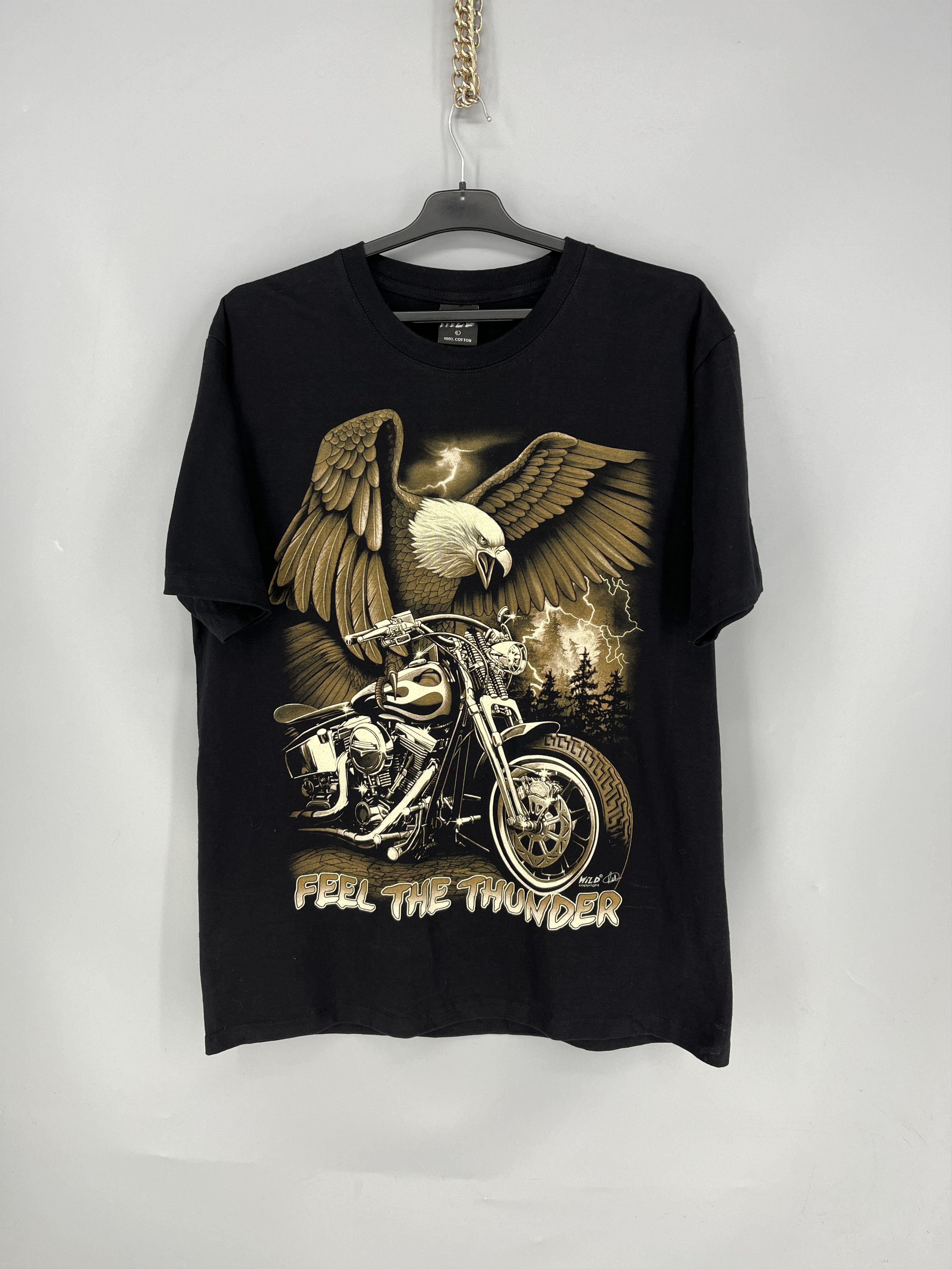 Vintage Vintage T Shirt motorcycle Feel the Thunder Size US L / EU 52-54 / 3 - 1 Thumbnail