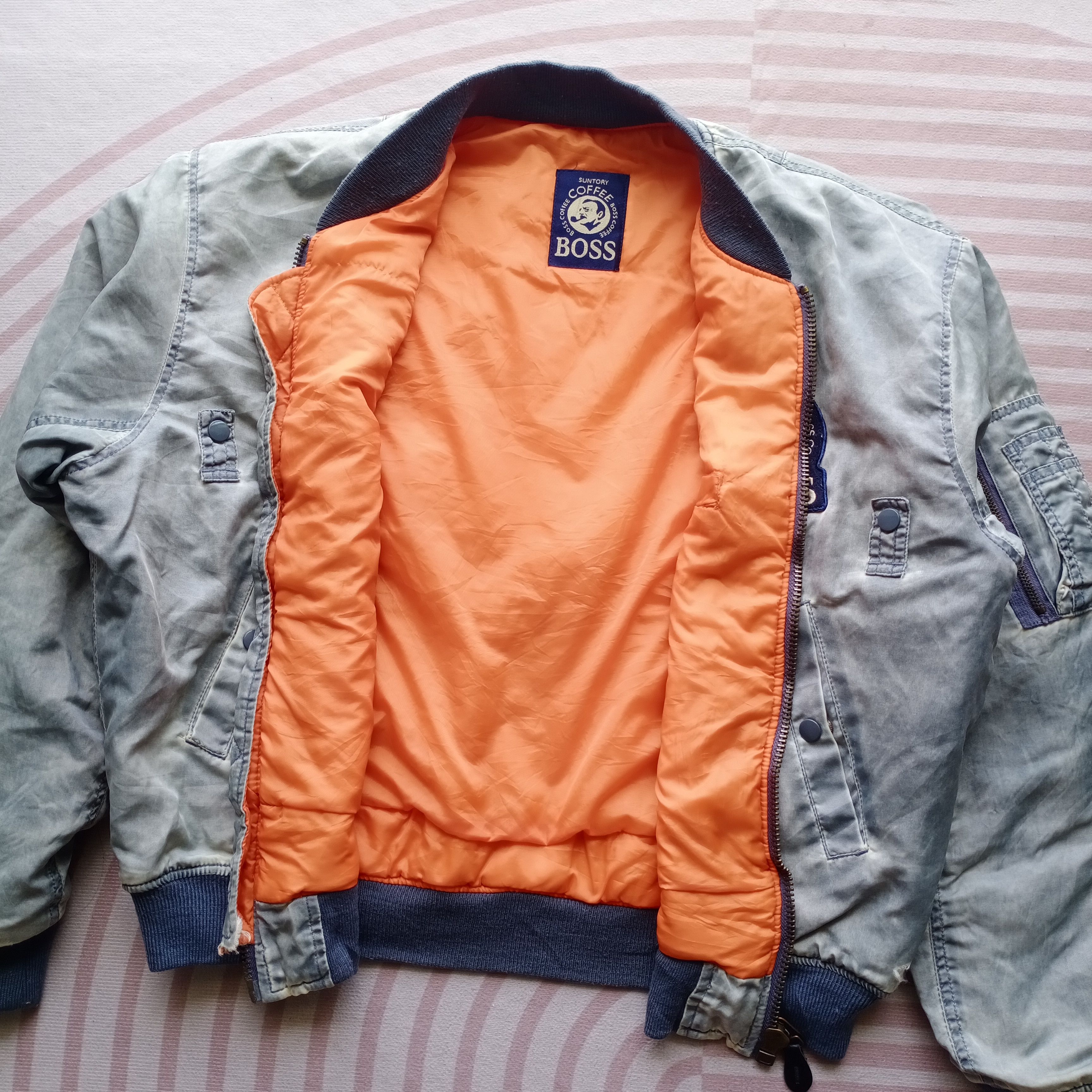 Vintage Suntory Boss Coffee Sun Faded Ma-1 Bomber Jacket