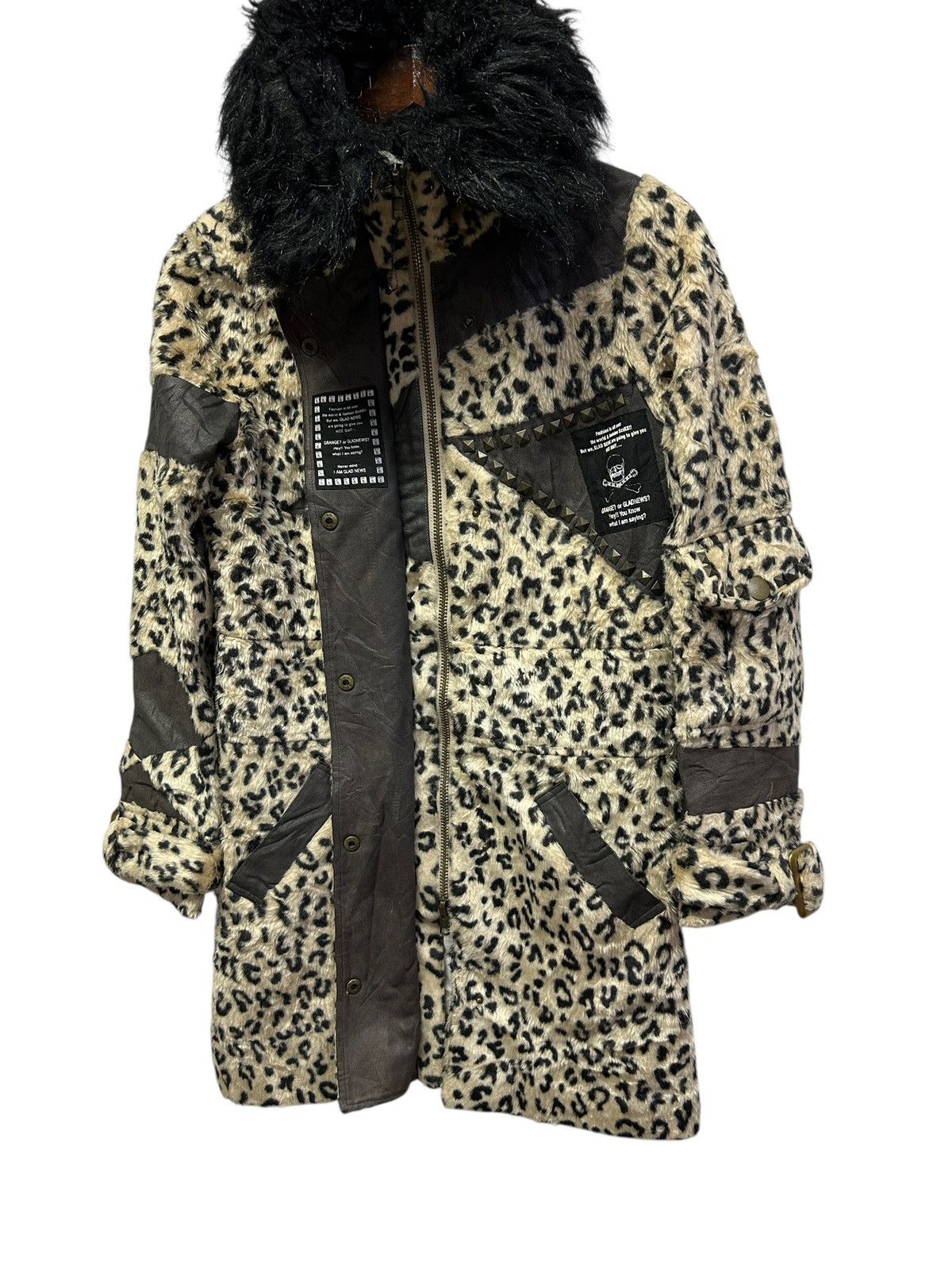 Japanese Brand 🔥Glad News Punk Faux Fur Leopard Skull Jacket Size US S / EU 44-46 / 1 - 8 Thumbnail