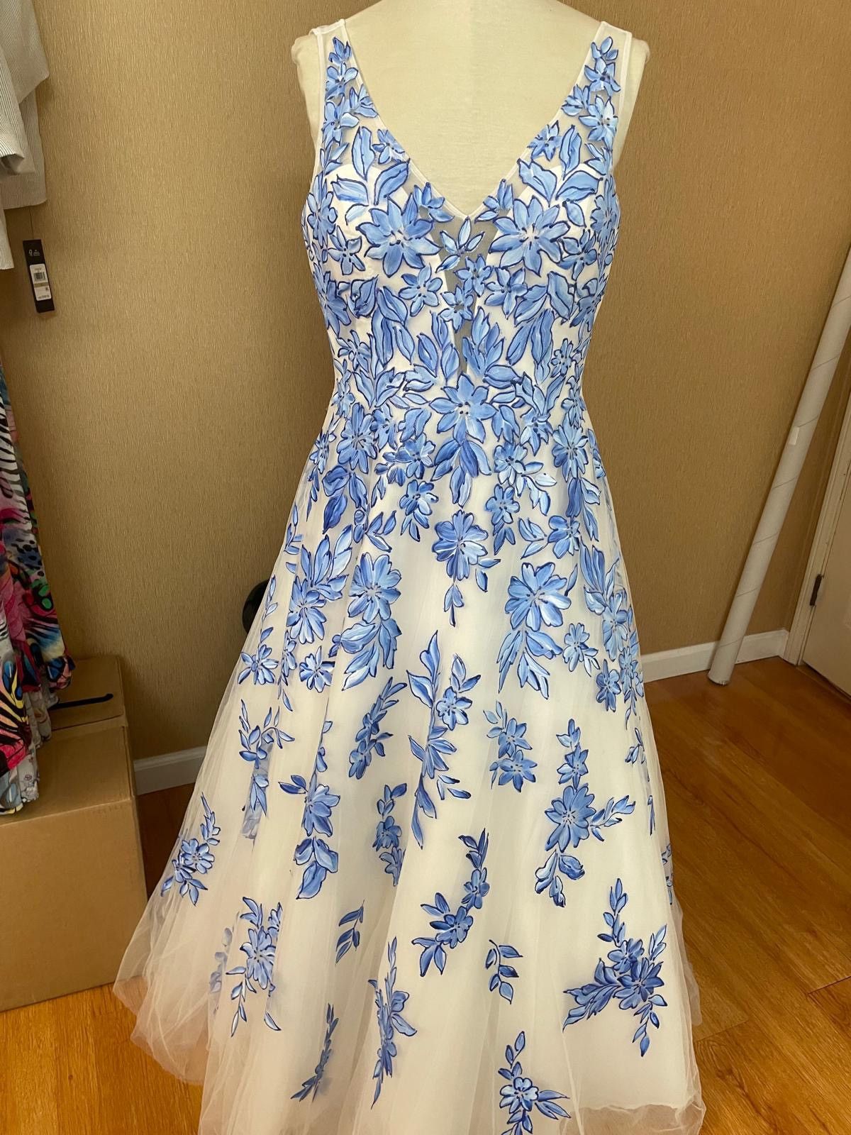 Other White and blue floral embroidered dress Size XL / US 12-14 / IT 48-50 - 4 Thumbnail