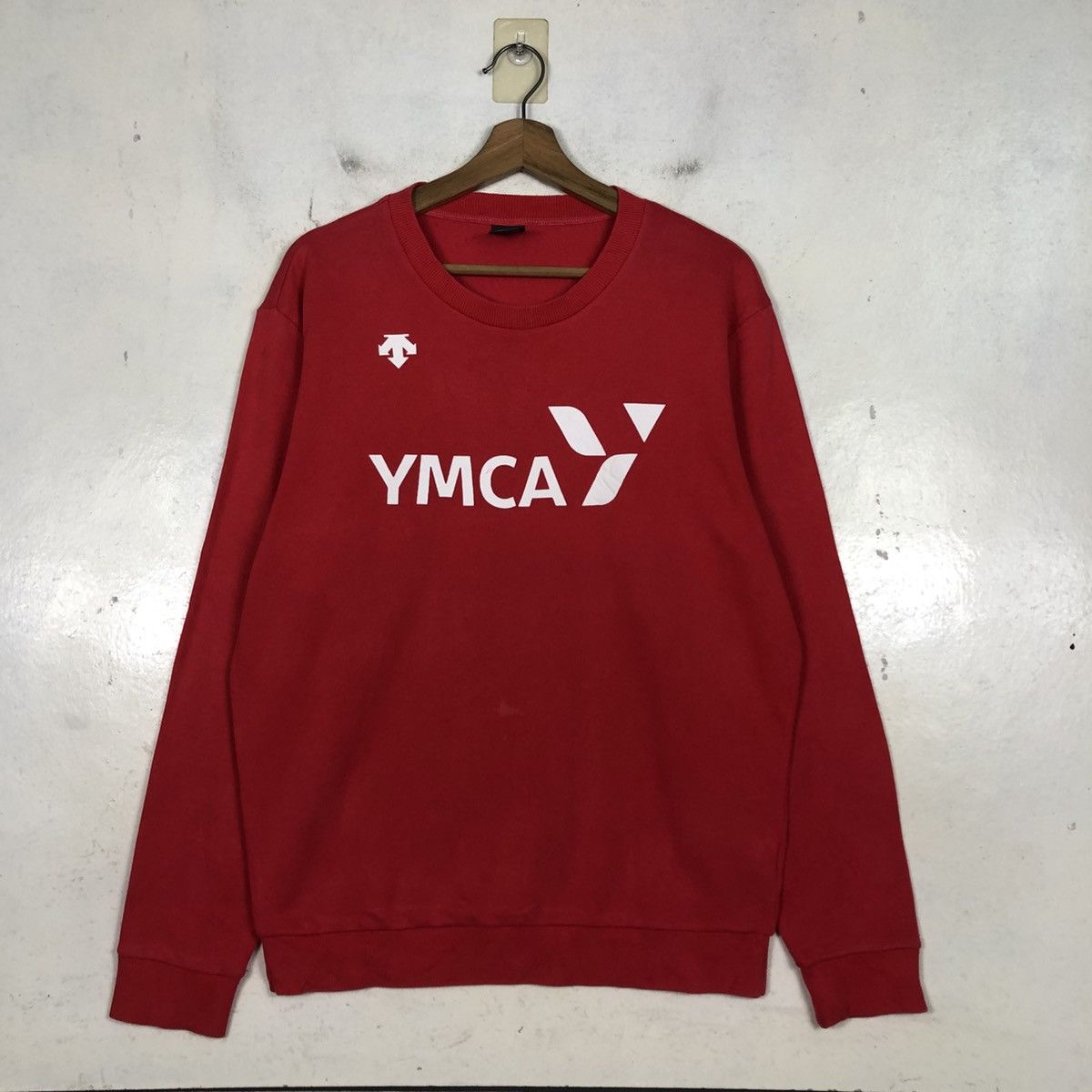 Japanese Brand 📌Vintage Sweatshirt Rich Red Descente Big Logo Size US L / EU 52-54 / 3 - 3 Thumbnail