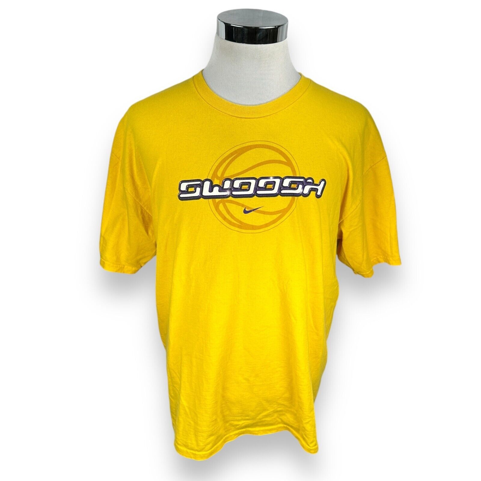Nike Vintage Nike Swoosh T-Shirt Men XL Yellow 100% Cotton Size US XL / EU 56 / 4 - 1 Thumbnail