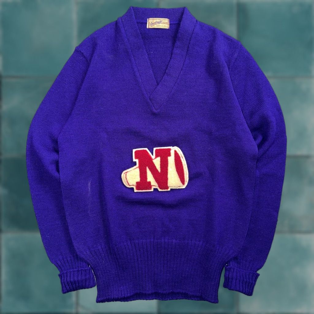 Vintage VINTAGE Sportcraft Knitting Cardigan Purple Wool College School Varsity Pullover Sweater Mens M Long Sleeve Size US M / EU 48-50 / 2 - 1 Thumbnail