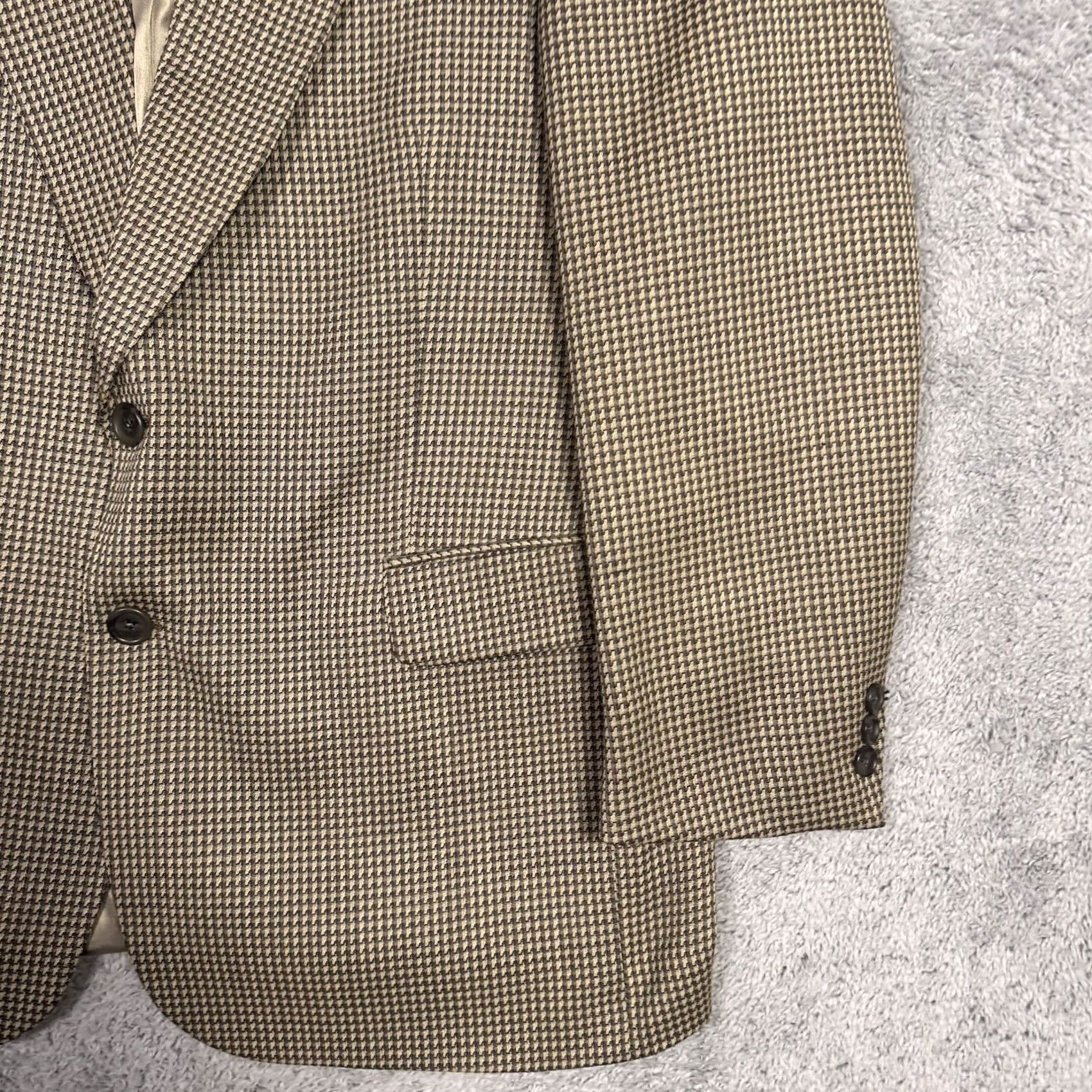 Jack Victor Jack Victor Blazer Men 42L Pure Virgin Wool Houndstooth Tweed Sport Coat Montreal Size 42R - 3 Thumbnail
