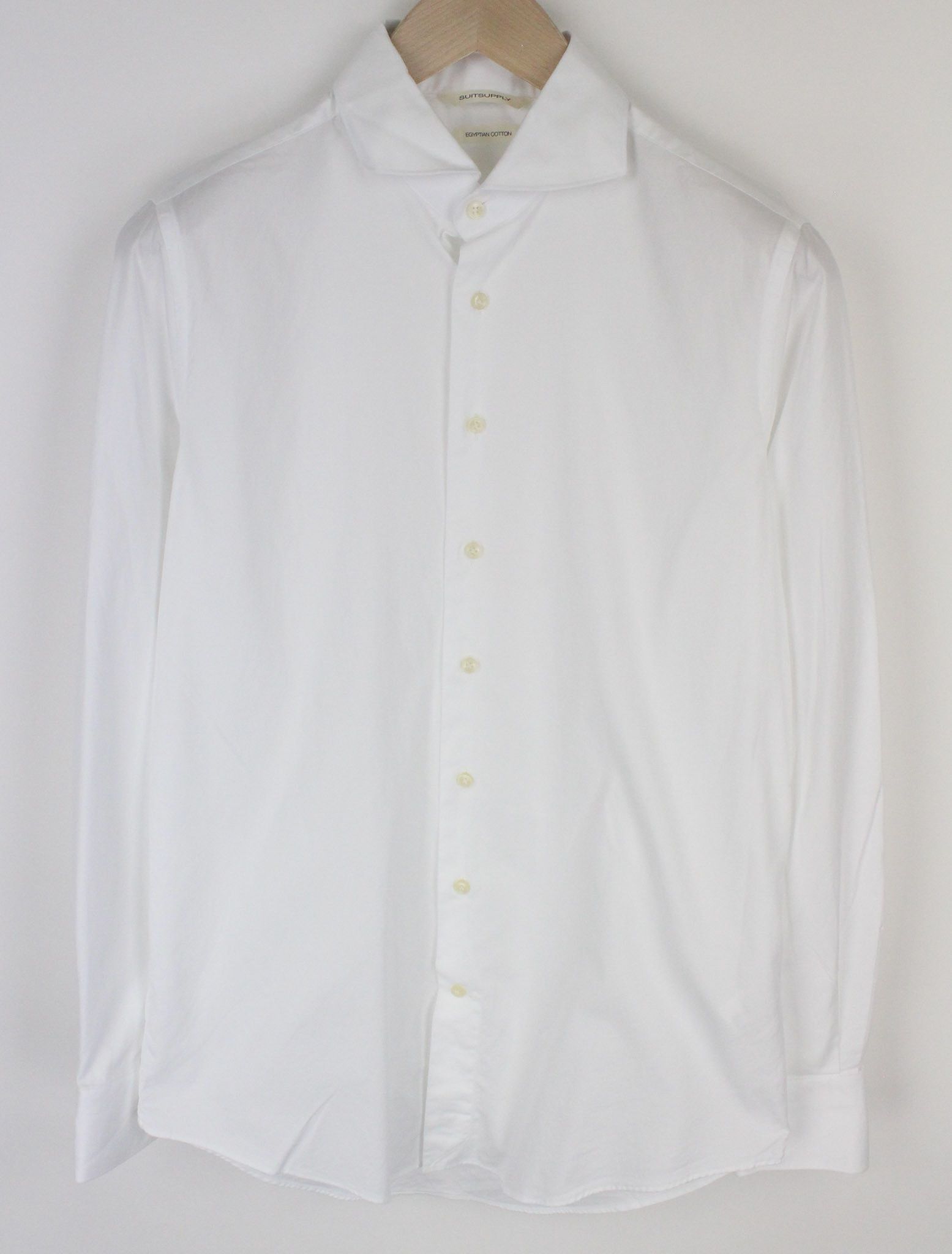 Suitsupply 40/15 3/4 Extra Slim White Cotton Cutaway Twill 72369 Size 40R - 1 Thumbnail
