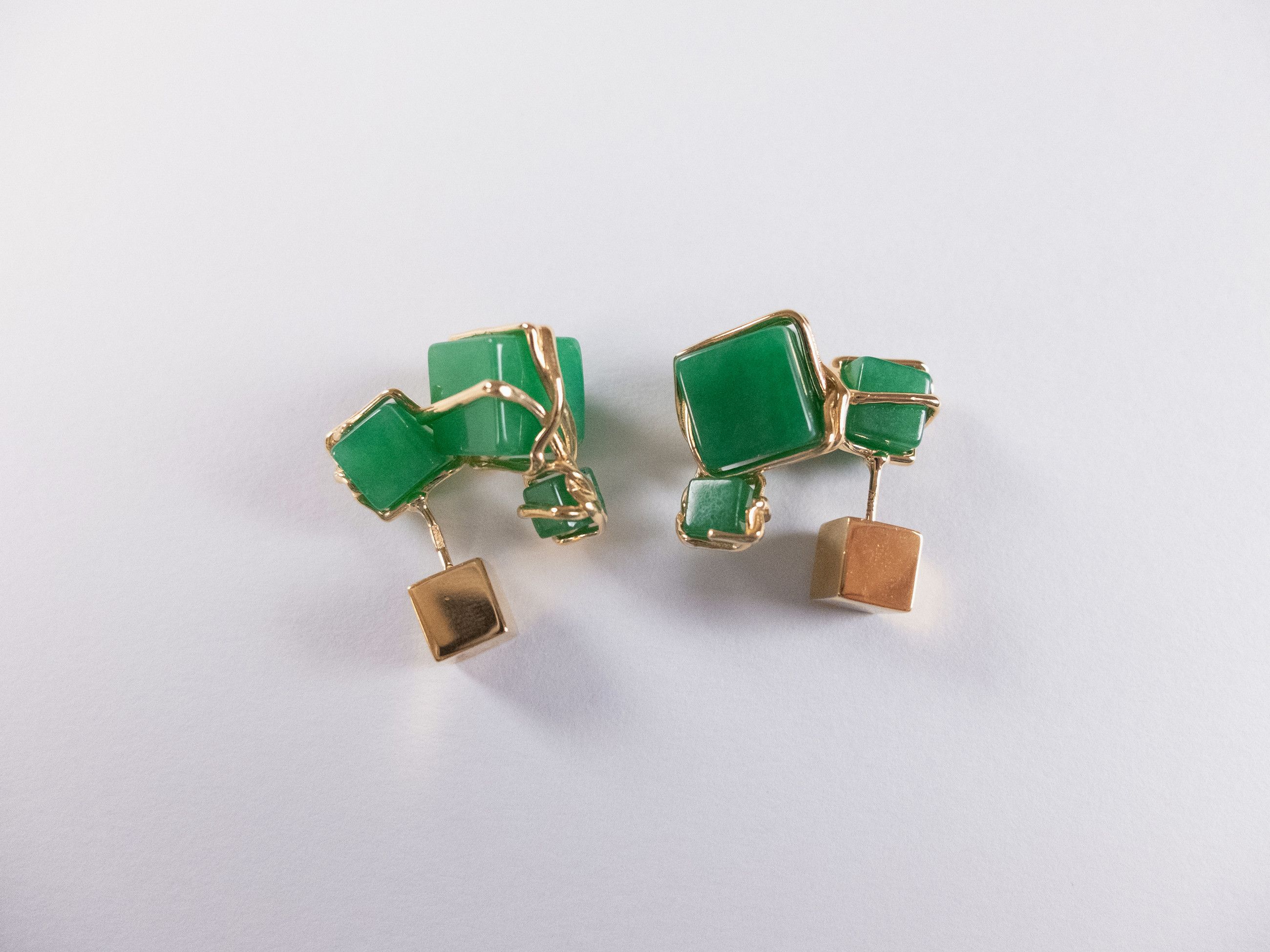 Bottega Veneta BOTTEGA VENETA green & gold Jade stone & silver earrings q Size ONE SIZE - 6 Thumbnail