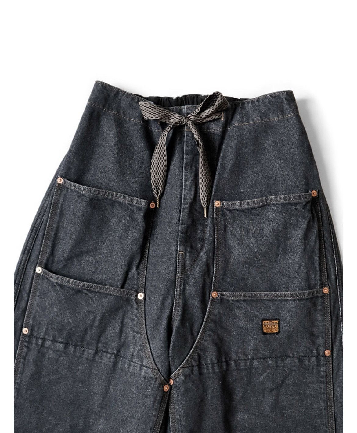 Kapital 14oz black denim double knee baggy pants size 2 Kapital 14oz black denim double knee baggy pants size 2
