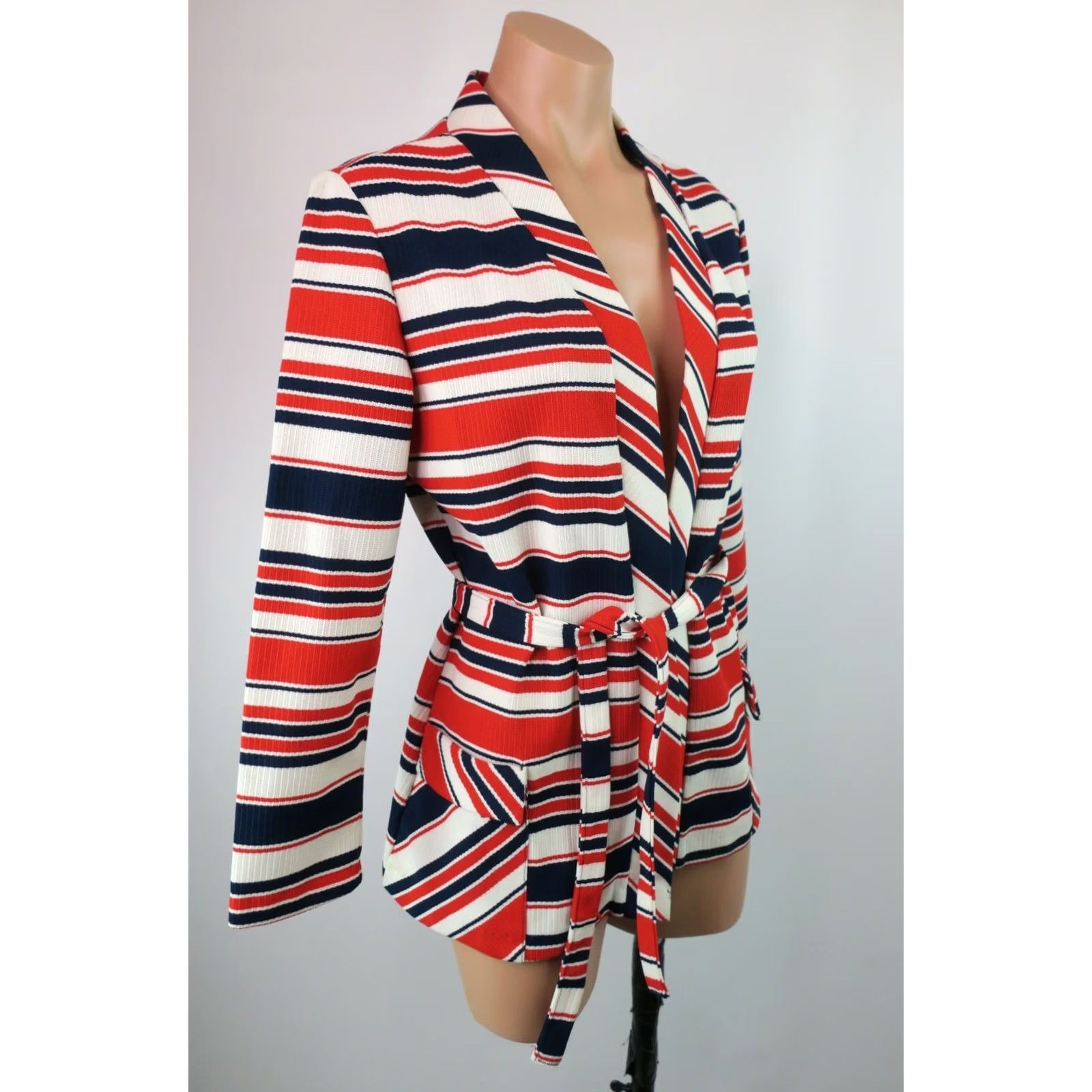 JCPenney Vtg 60s JCPenney Patriotic 4th of July Striped Red White Blue Jacket Fashions M Size M / US 6-8 / IT 42-44 - 4 Thumbnail