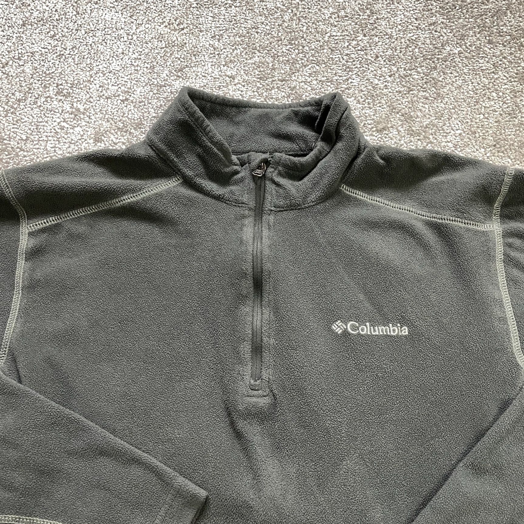 Columbia Jacket Adult Medium Gray 1/4 Zip Fleece Outdoor Mens Hiking Camp Shirt?