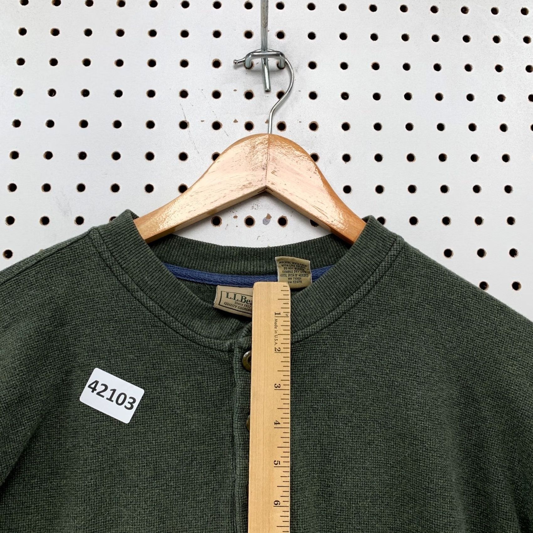 Vintage LL Bean Henley Long Sleeve Green Outdoor Warm Mens Size XL 25x26.5 Size US XL / EU 56 / 4 - 6 Thumbnail