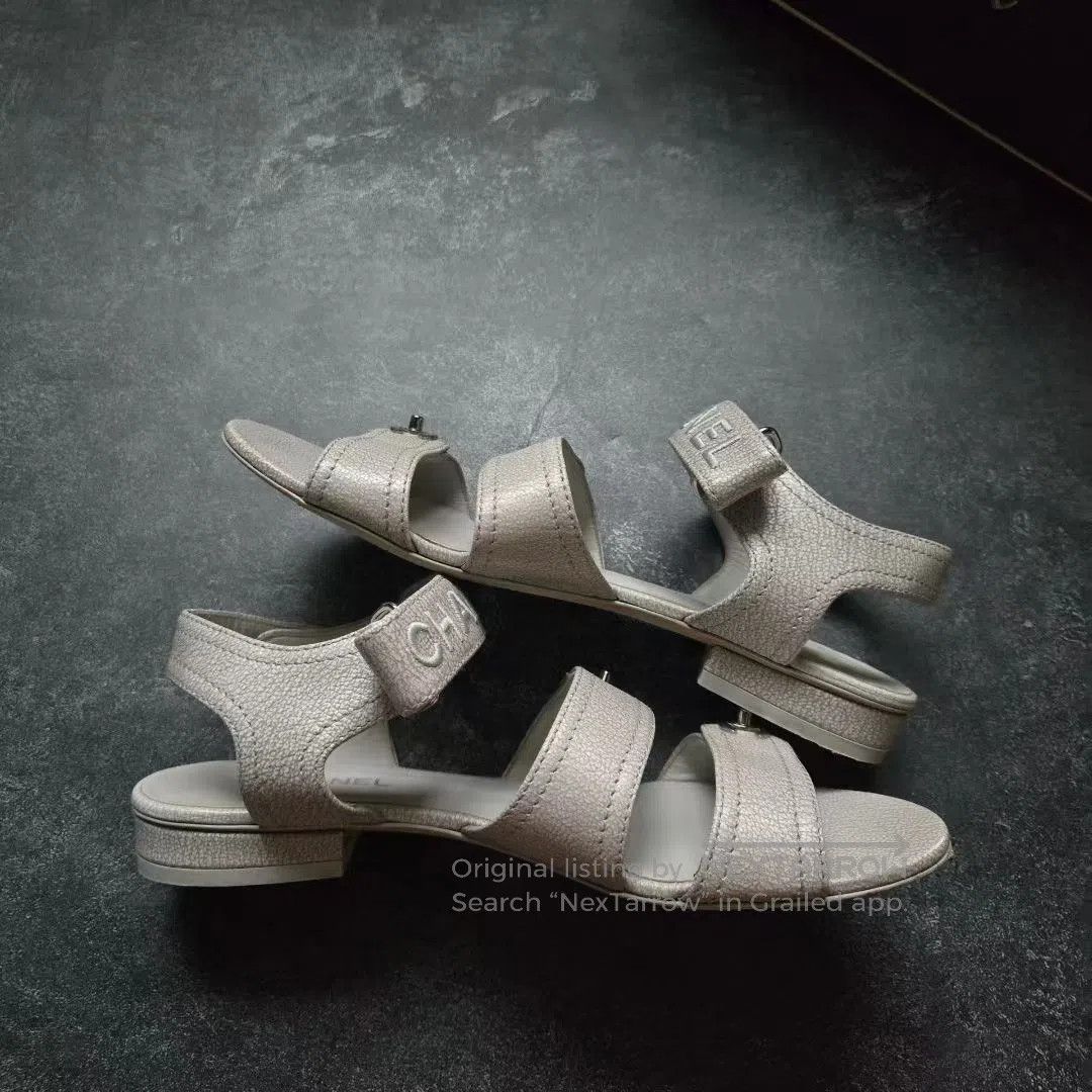 Chanel Chanel Chanel Beige Velcro Sandals| Size US 6 / IT 36 - 3 Thumbnail