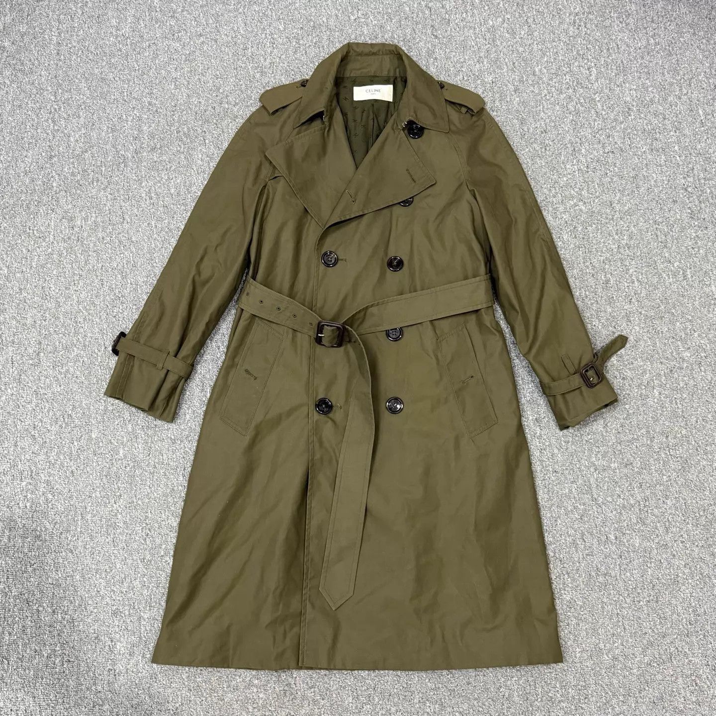 Celine Celine Military Green Print Lining Trench 38(99New) Size XS / US 0-2 / IT 36-38 - 1 Thumbnail